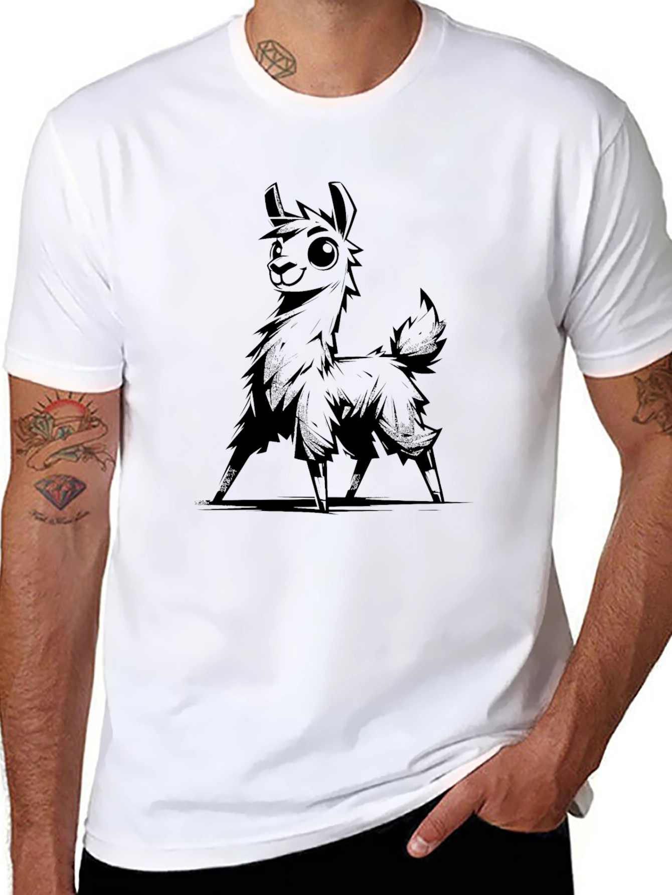 Llama Graphic Tee - Cool Black T-Shirt