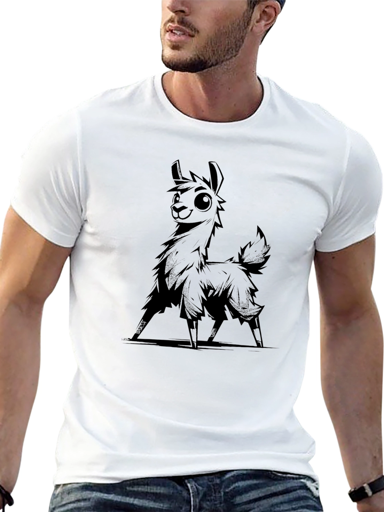 Llama Graphic Tee - Cool Black T-Shirt