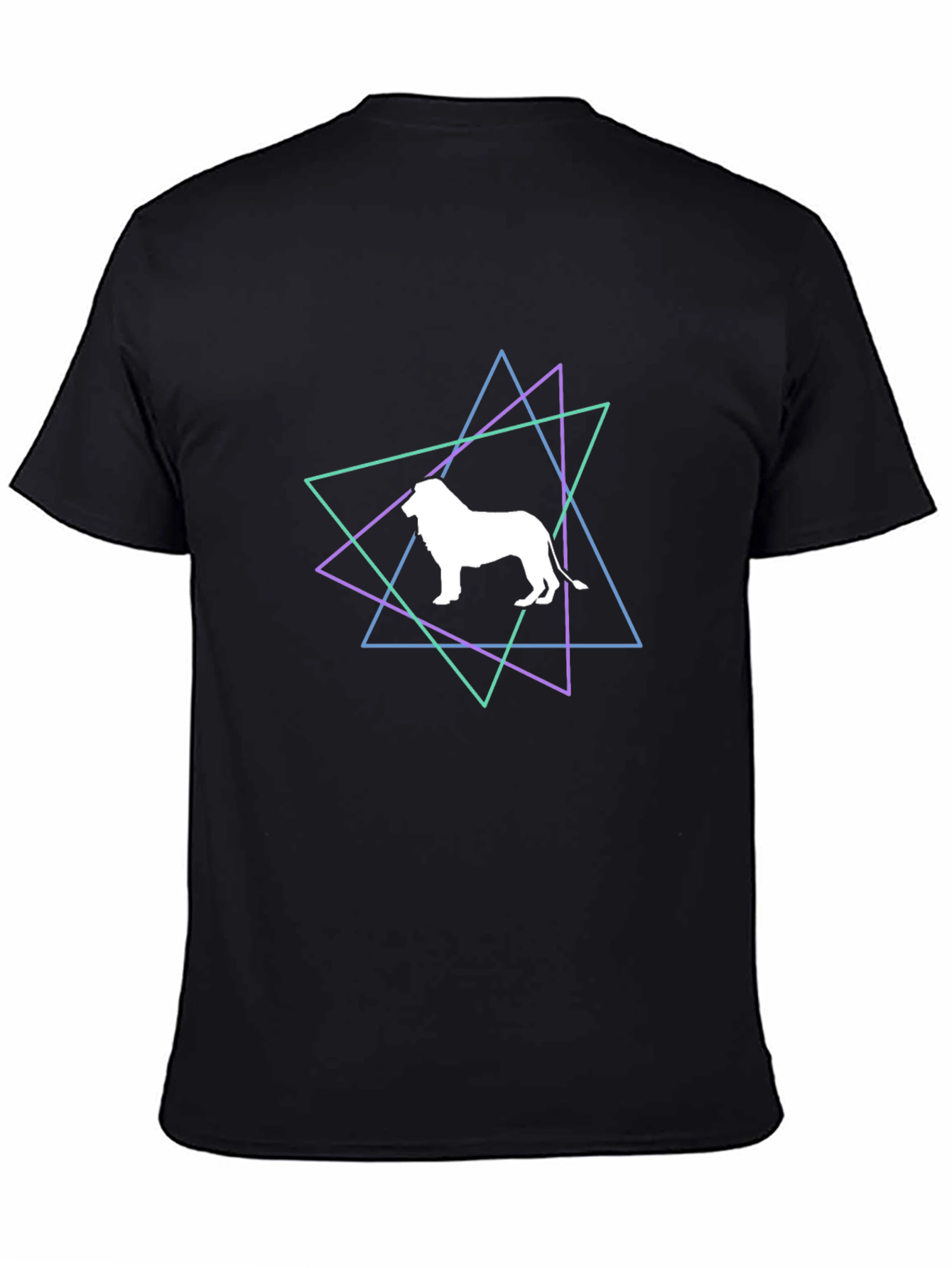 Geometric Lion Graphic Black T-Shirt