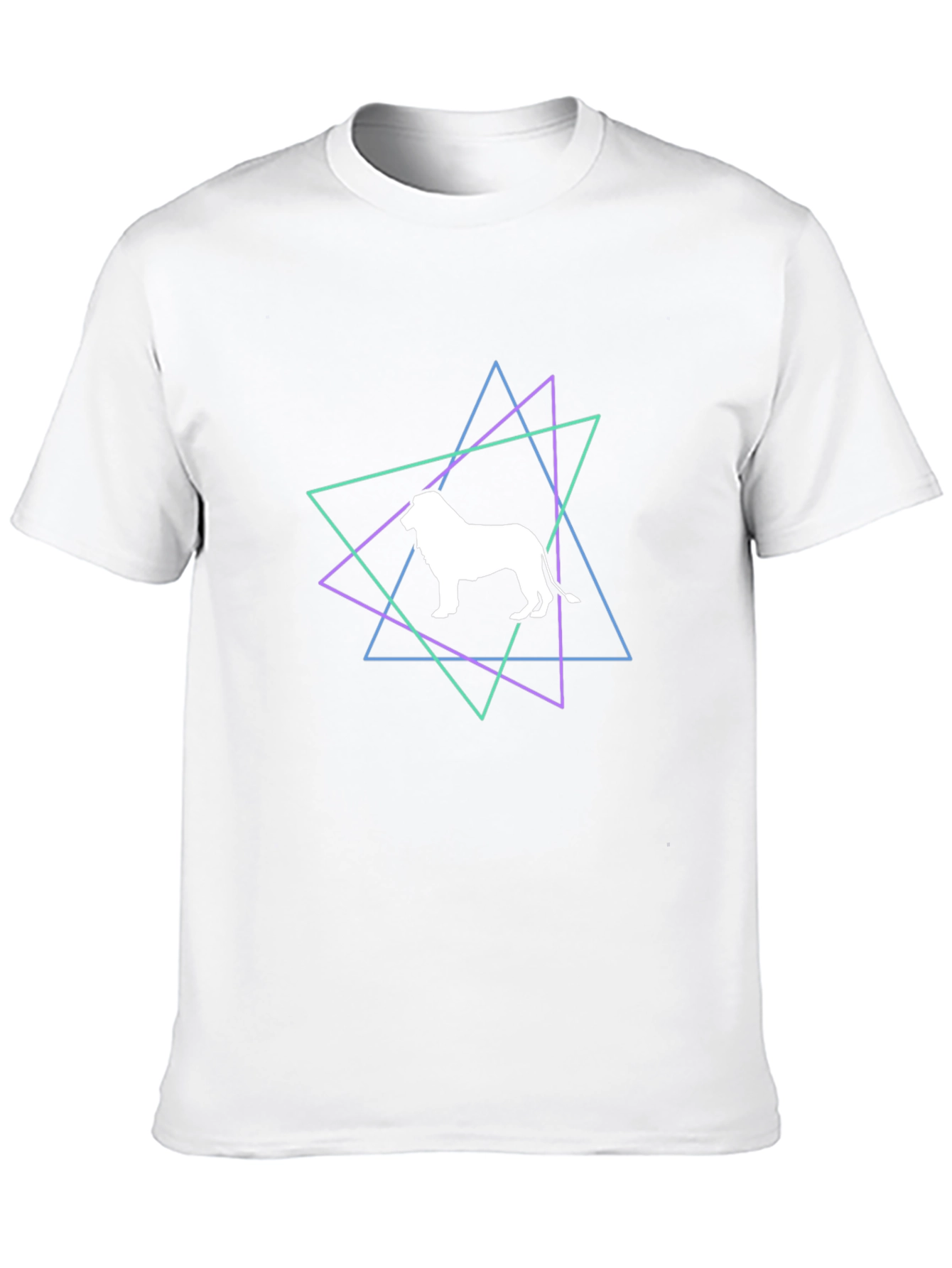 Geometric Lion Graphic Black T-Shirt