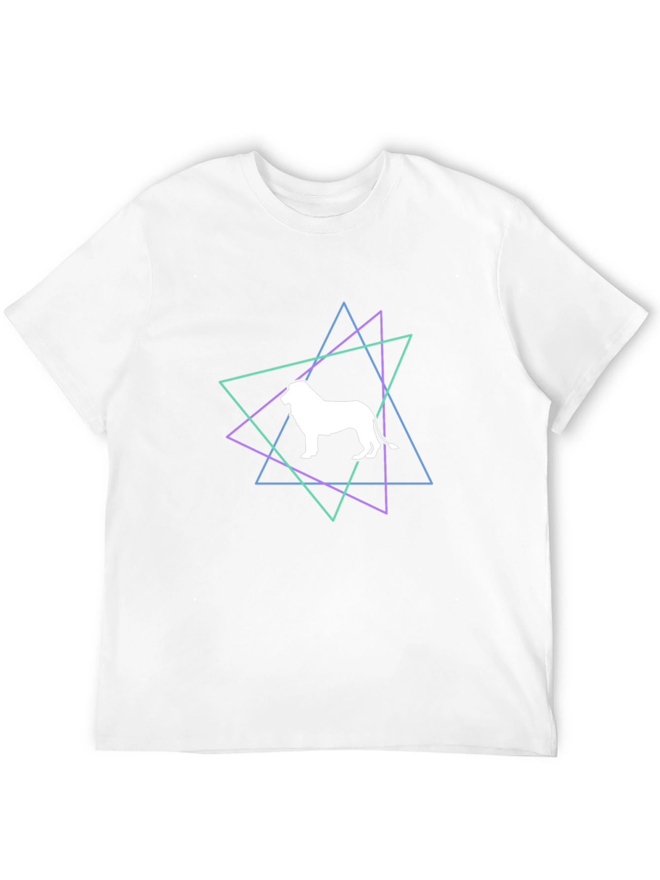 Geometric Lion Graphic Black T-Shirt
