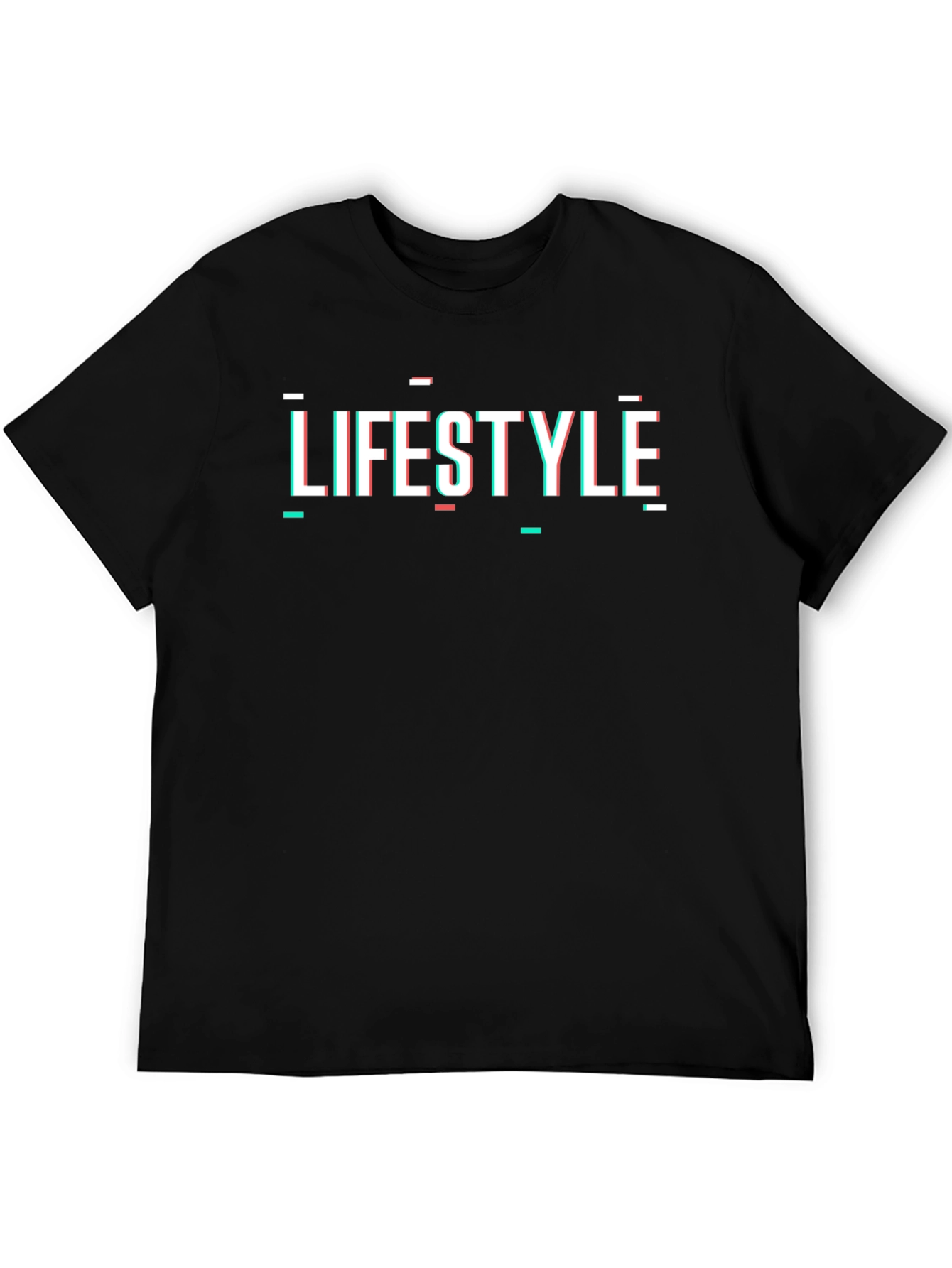 Lifestyle Glitch Graphic Tee - Modern Black T-Shirt