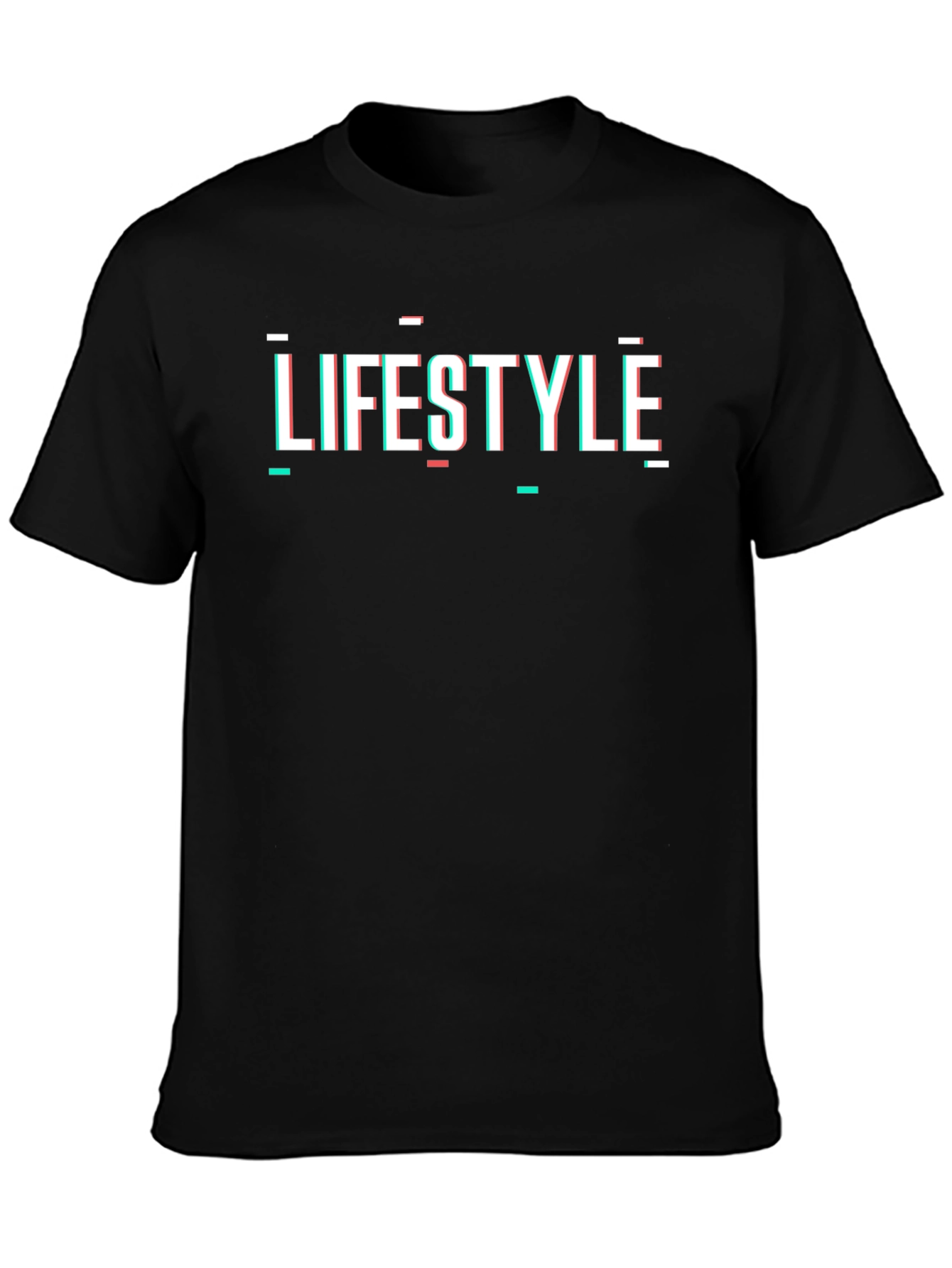 Lifestyle Glitch Graphic Tee - Modern Black T-Shirt