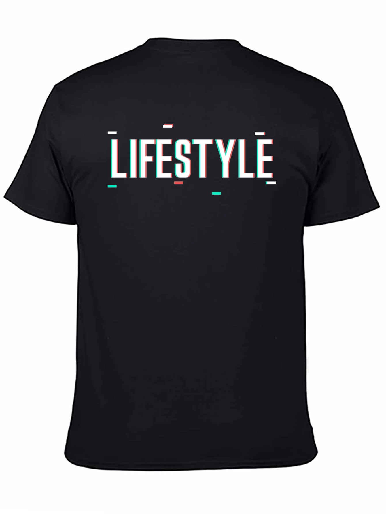 Lifestyle Glitch Graphic Tee - Modern Black T-Shirt