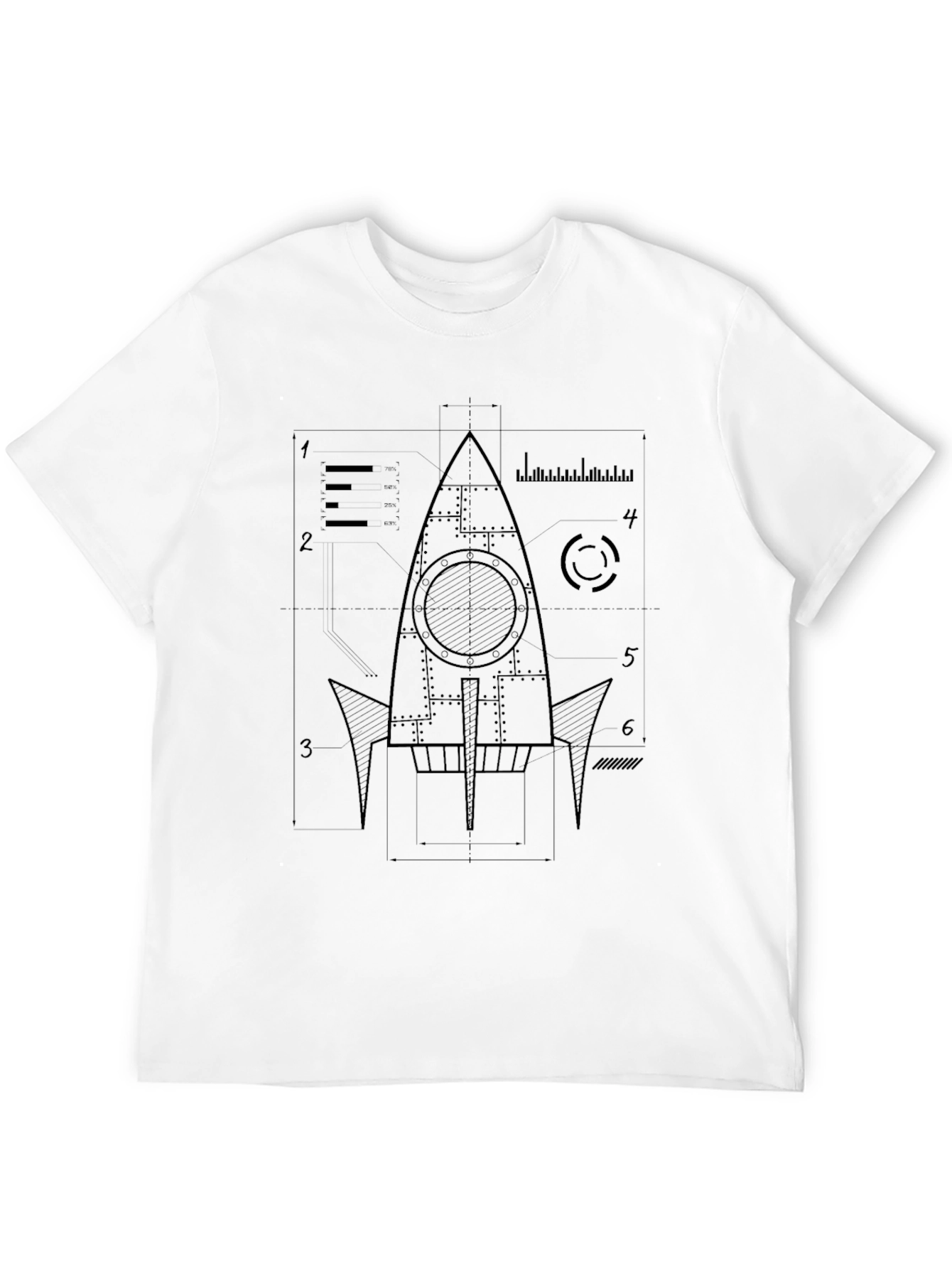 Rocket Blueprint Graphic Tee - Mens Black T-Shirt