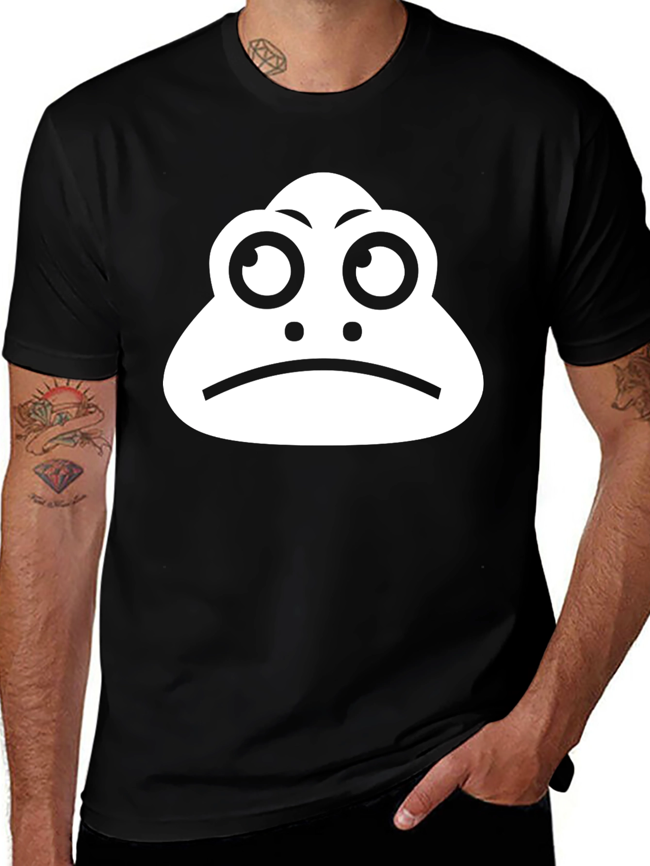 Sad Frog Graphic Tee - Black Cotton T-Shirt