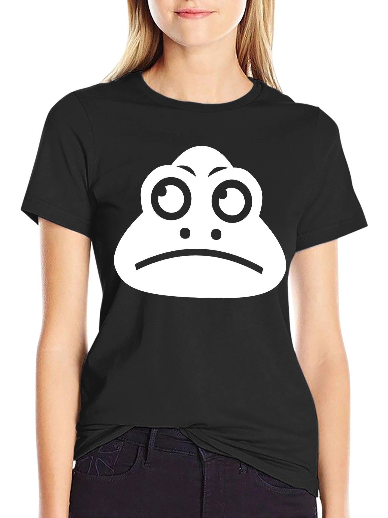 Sad Frog Graphic Tee - Black Cotton T-Shirt