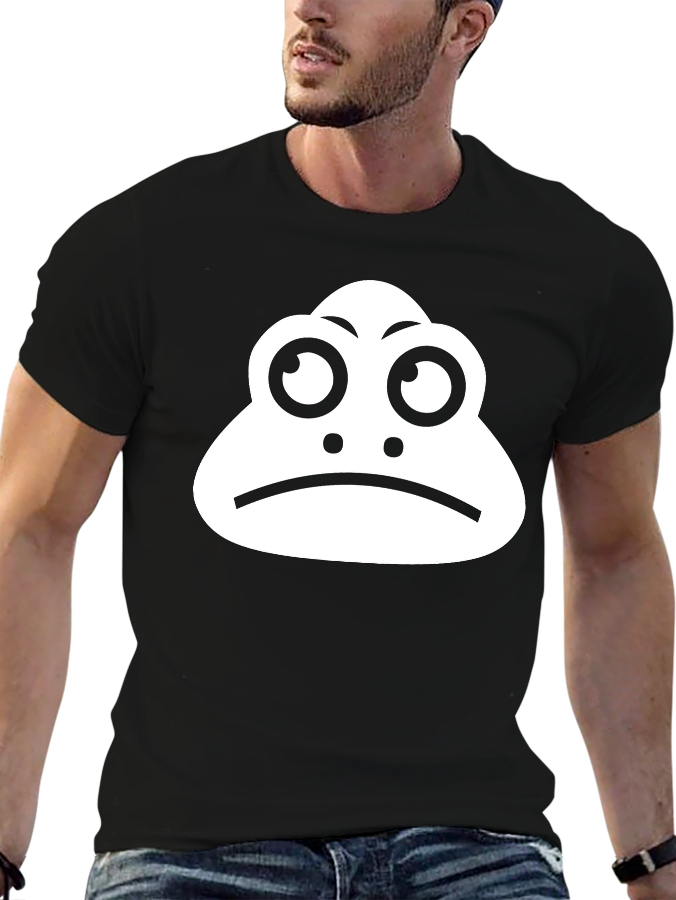 Sad Frog Graphic Tee - Black Cotton T-Shirt