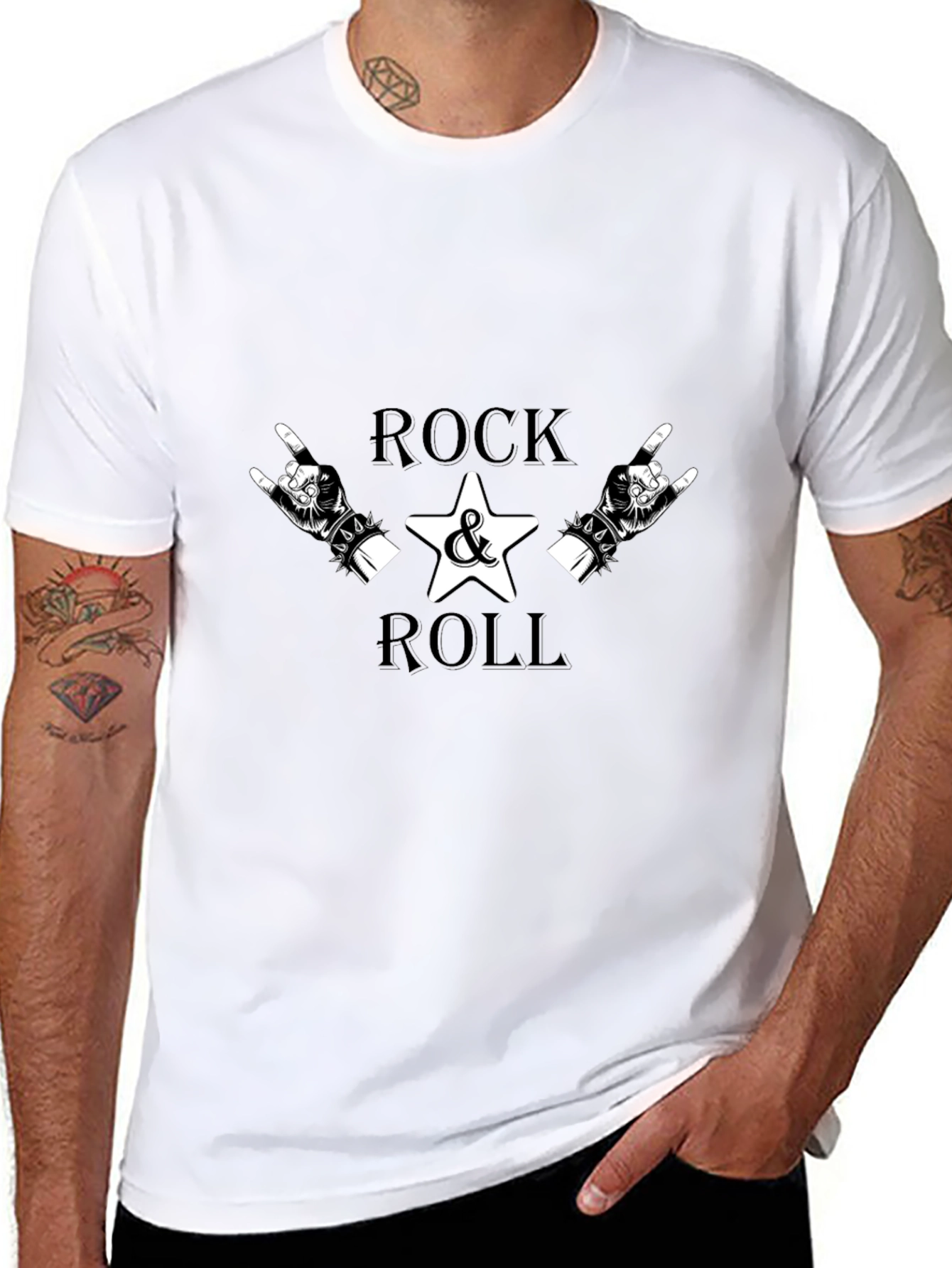 Rock & Roll Graphic Tee - Black Cotton T-Shirt