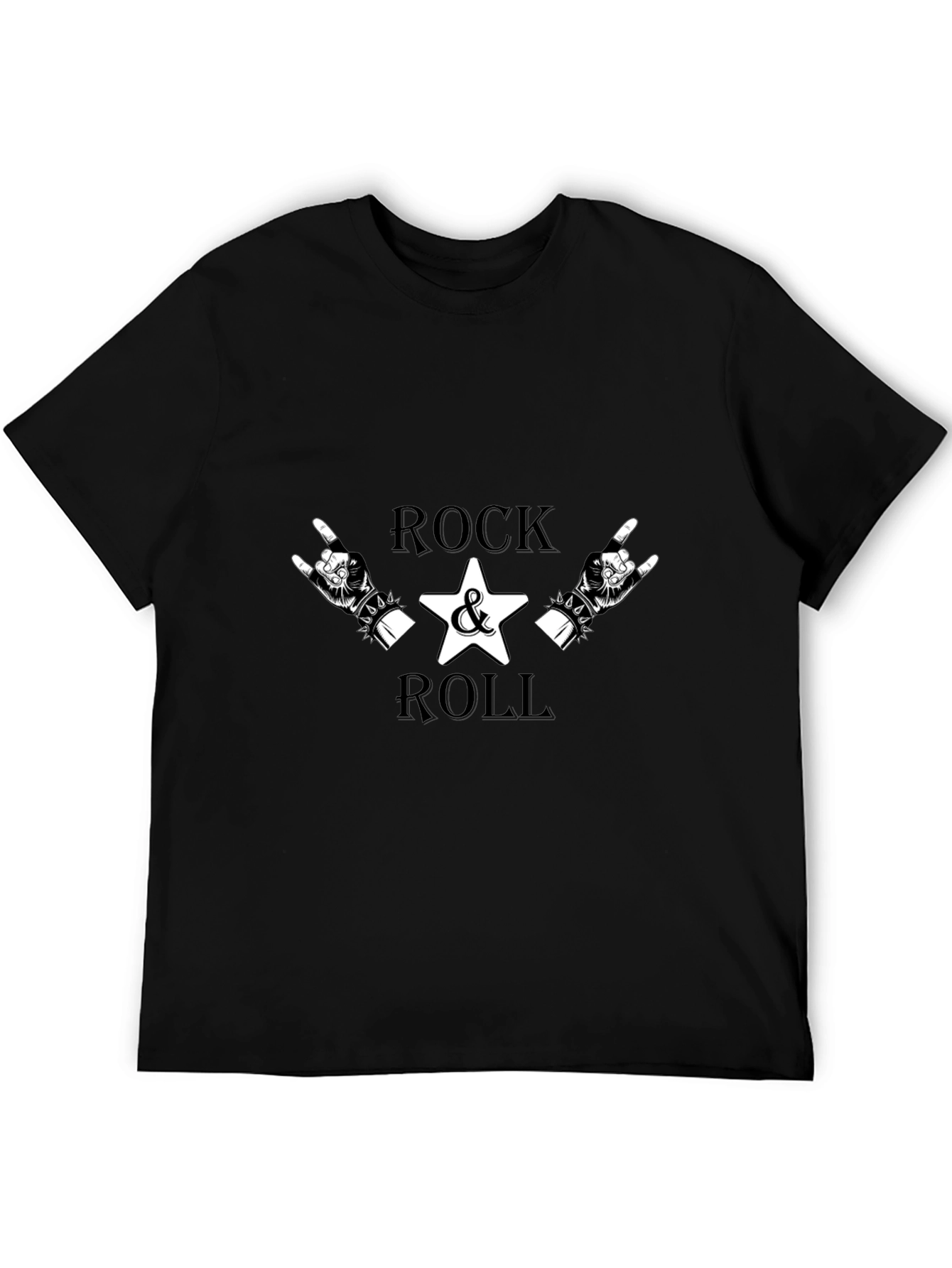 Rock & Roll Graphic Tee - Black Cotton T-Shirt