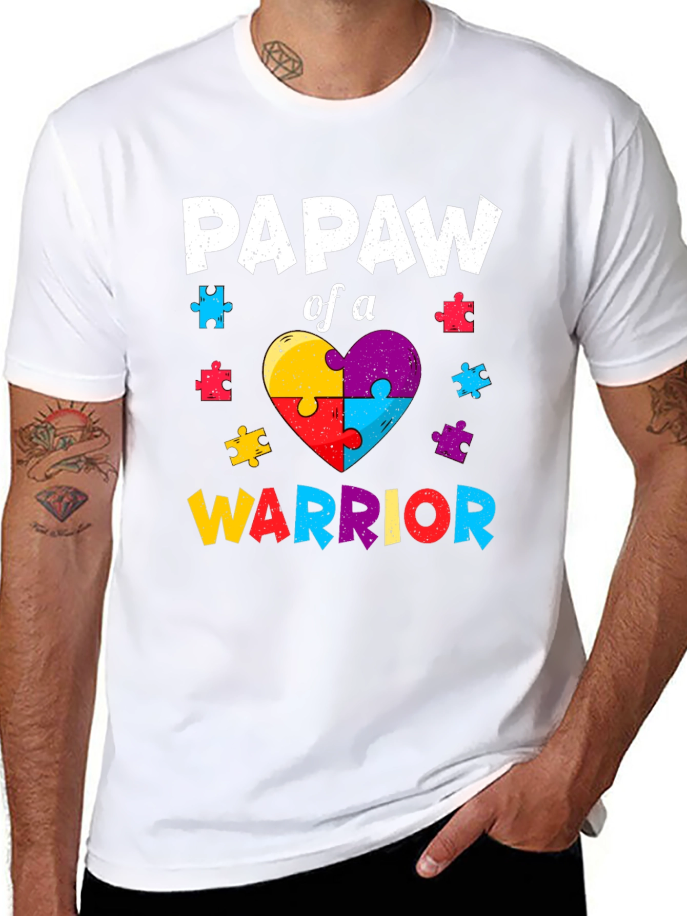 Papaw of a Warrior Autism Awareness T-Shirt