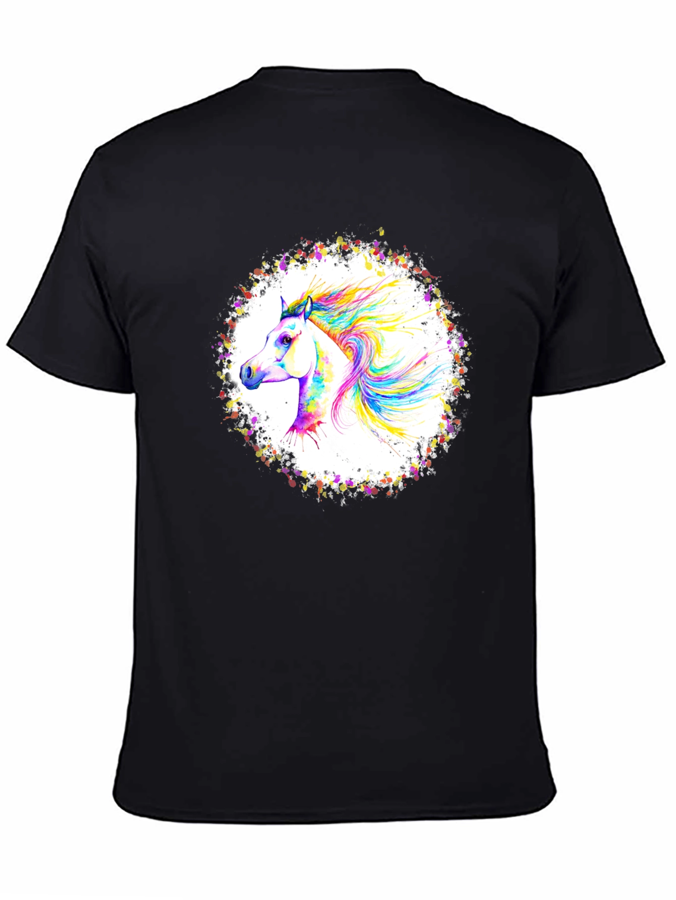 Vibrant Horse Graphic Black T-Shirt