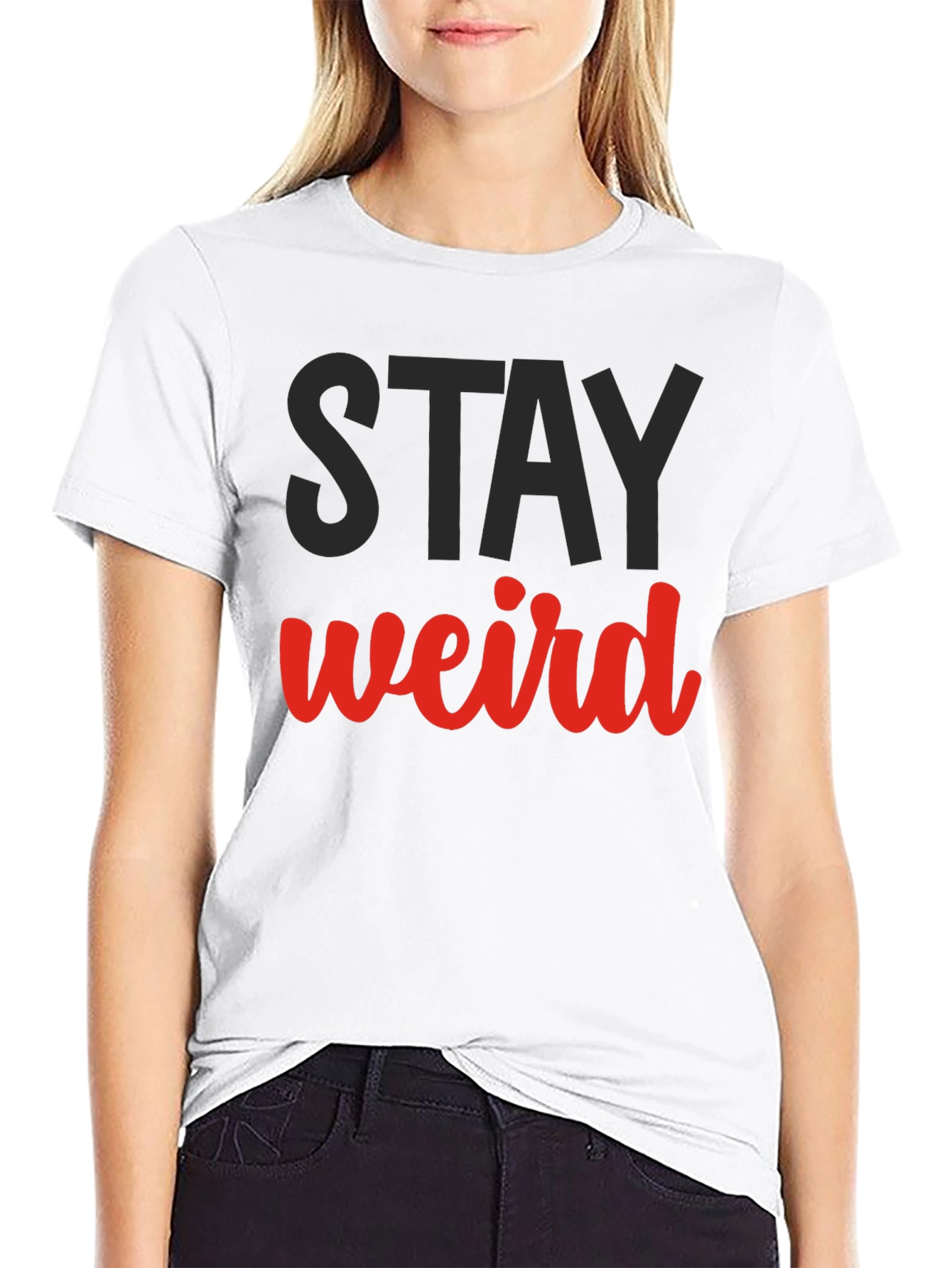 Stay Weird Graphic Tee - Black Cotton Casual Shirt