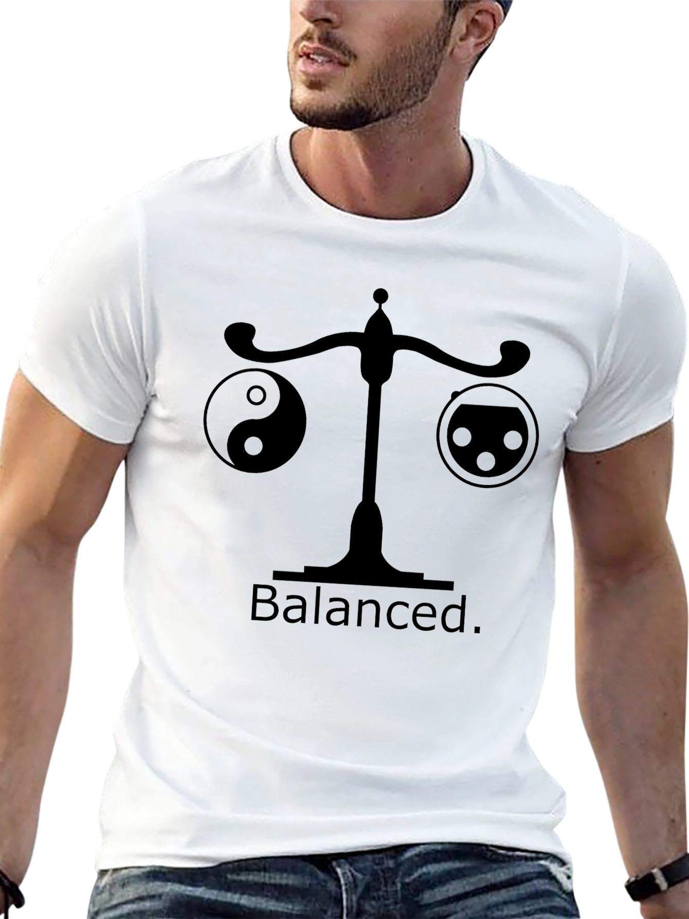 Balanced Yin Yang Scale Black T-Shirt