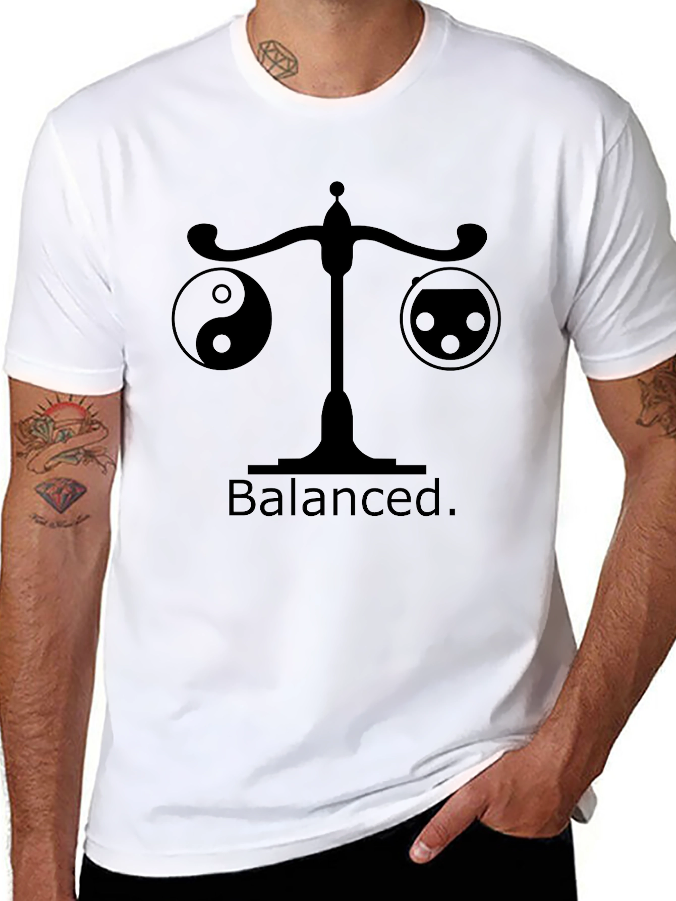 Balanced Yin Yang Scale Black T-Shirt