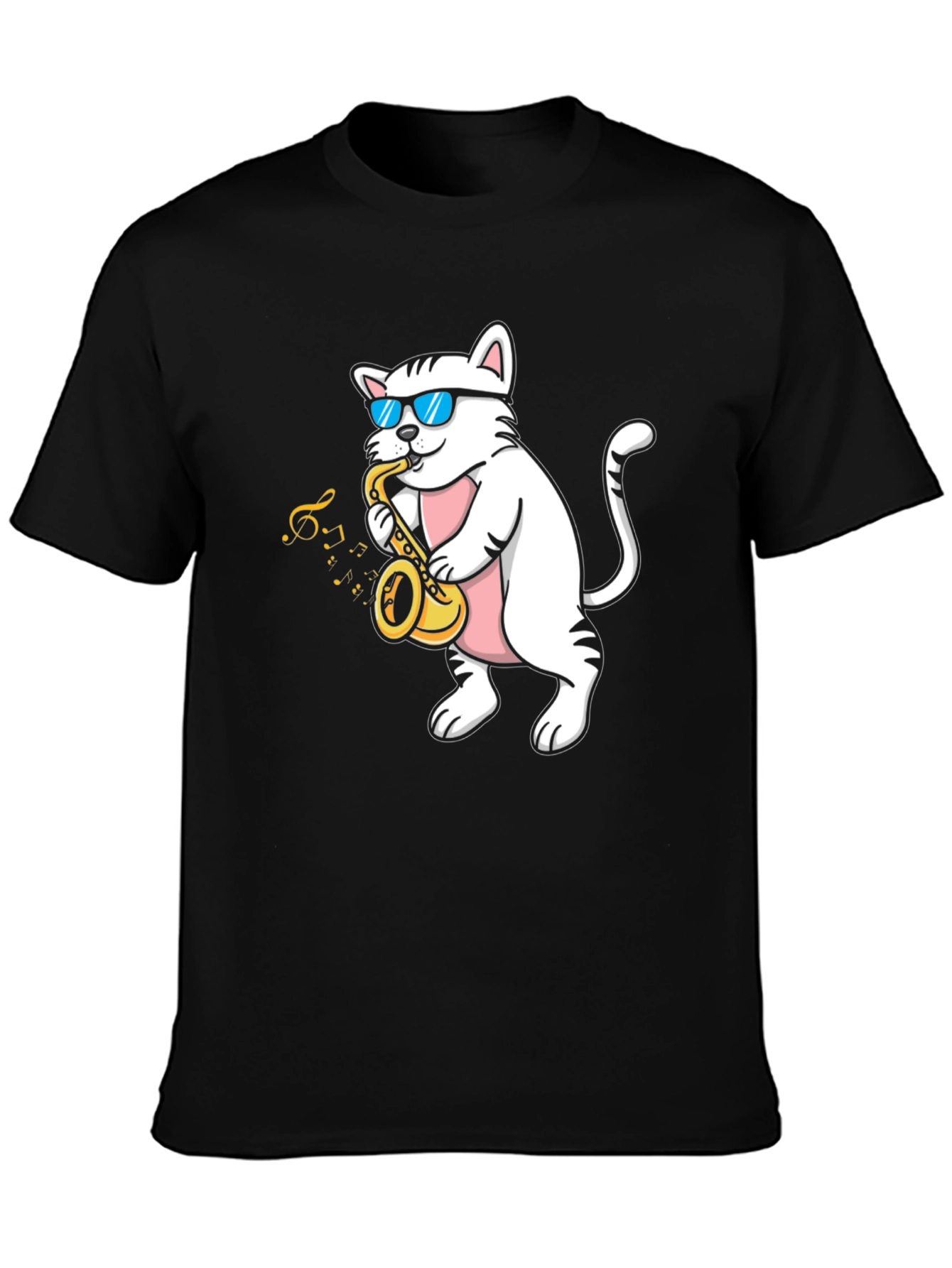 Cool Cat Saxophone T-Shirt - Black