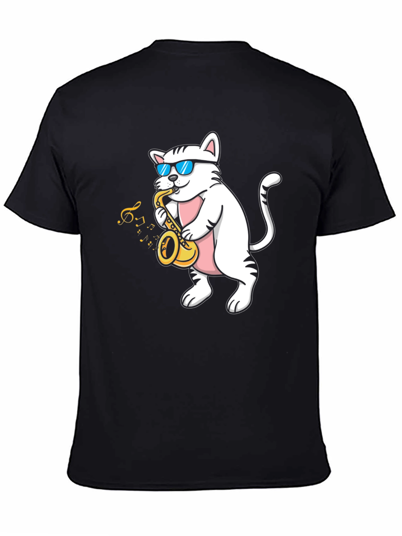 Cool Cat Saxophone T-Shirt - Black