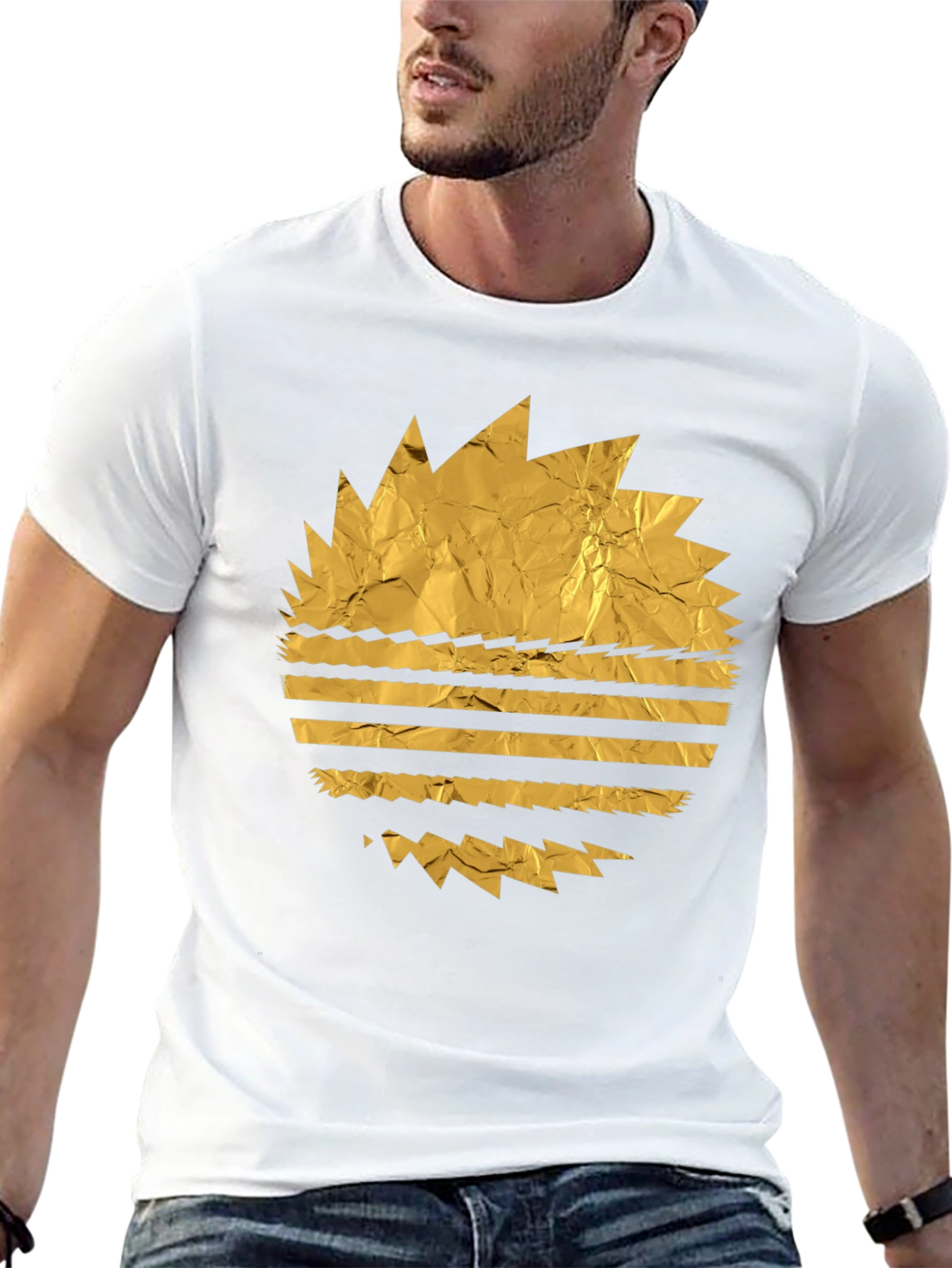 Retro Golden Foil Graphic Black Tee