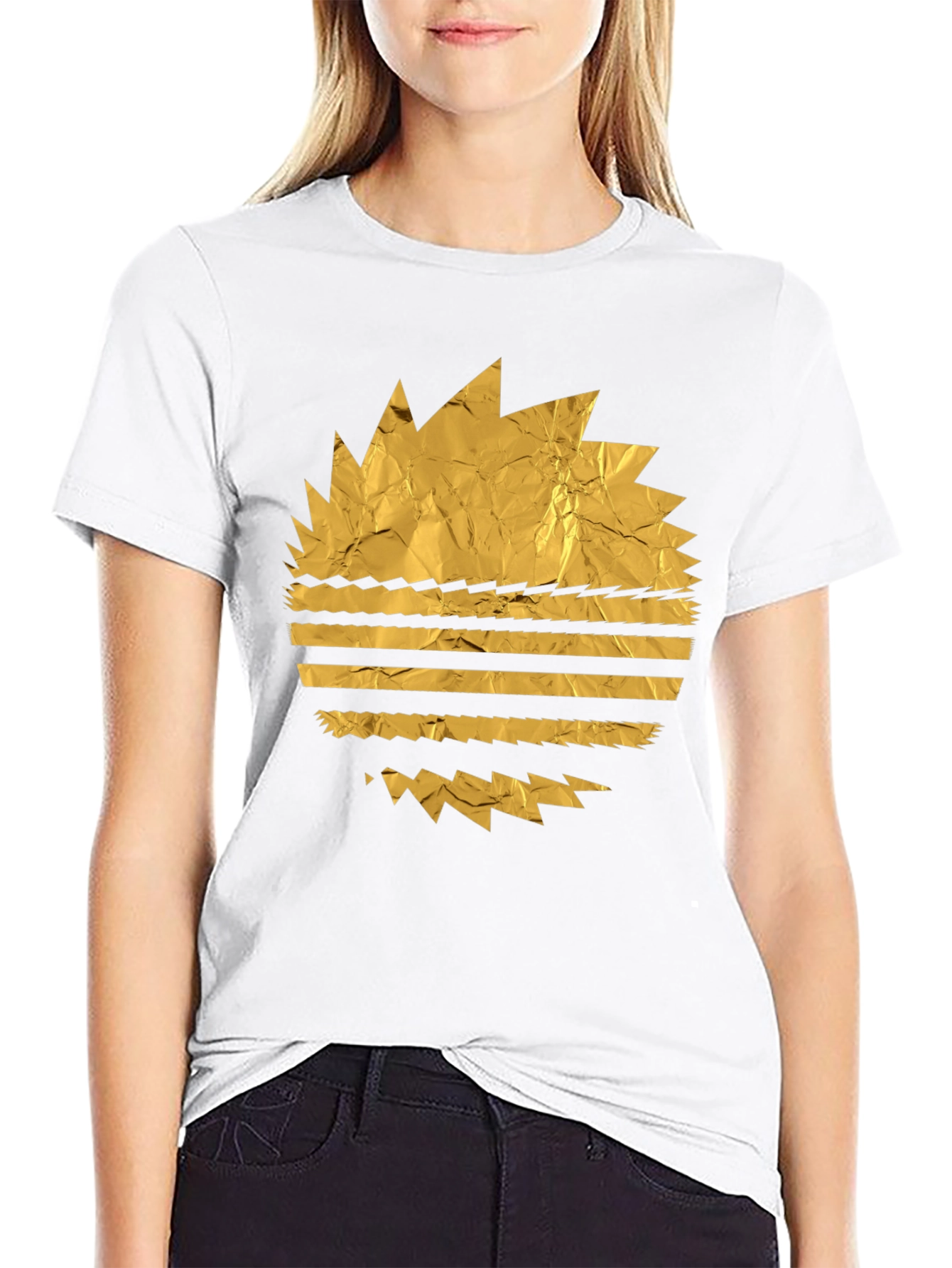 Retro Golden Foil Graphic Black Tee