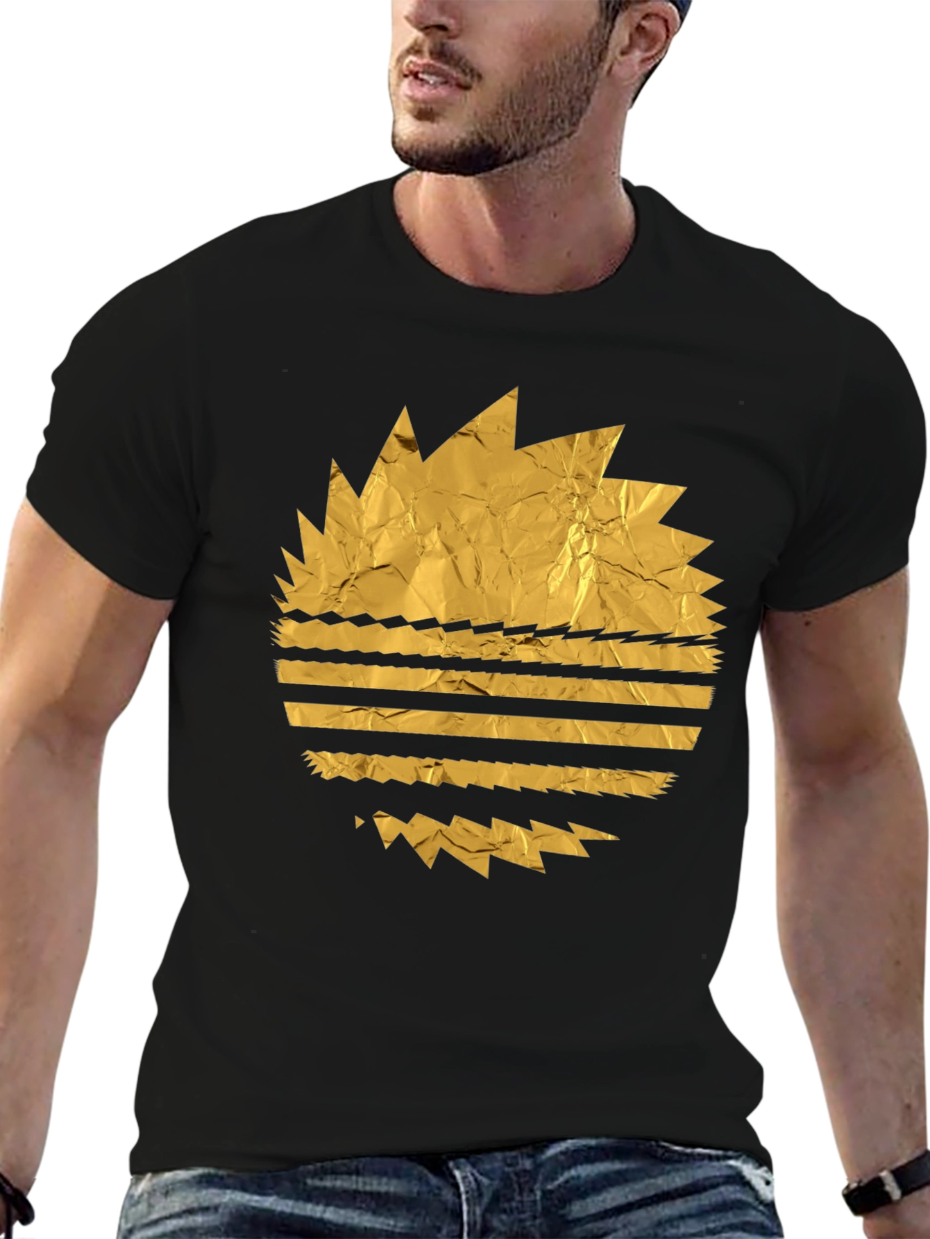 Retro Golden Foil Graphic Black Tee