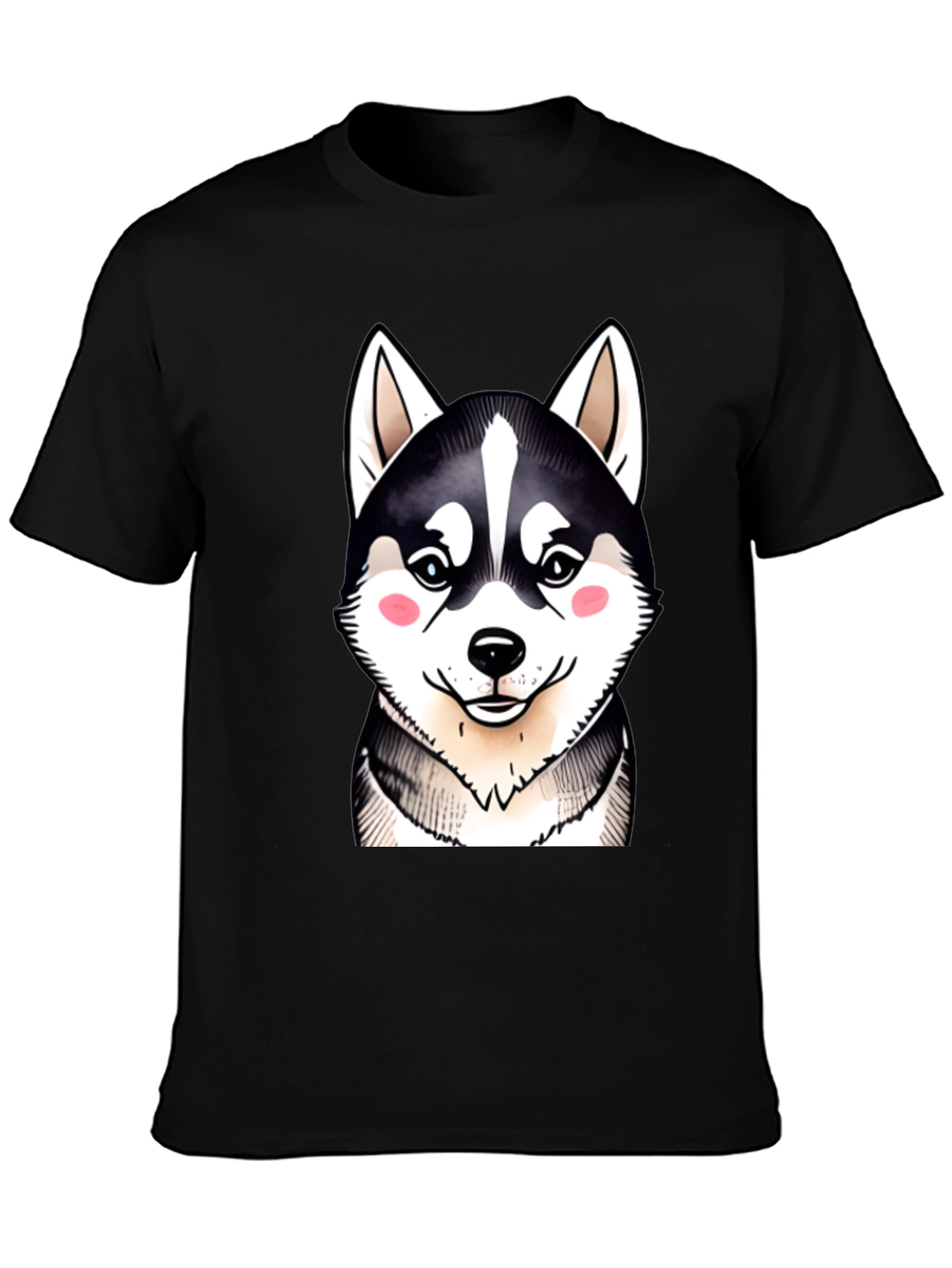 Cute Husky Dog Graphic Black T-Shirt