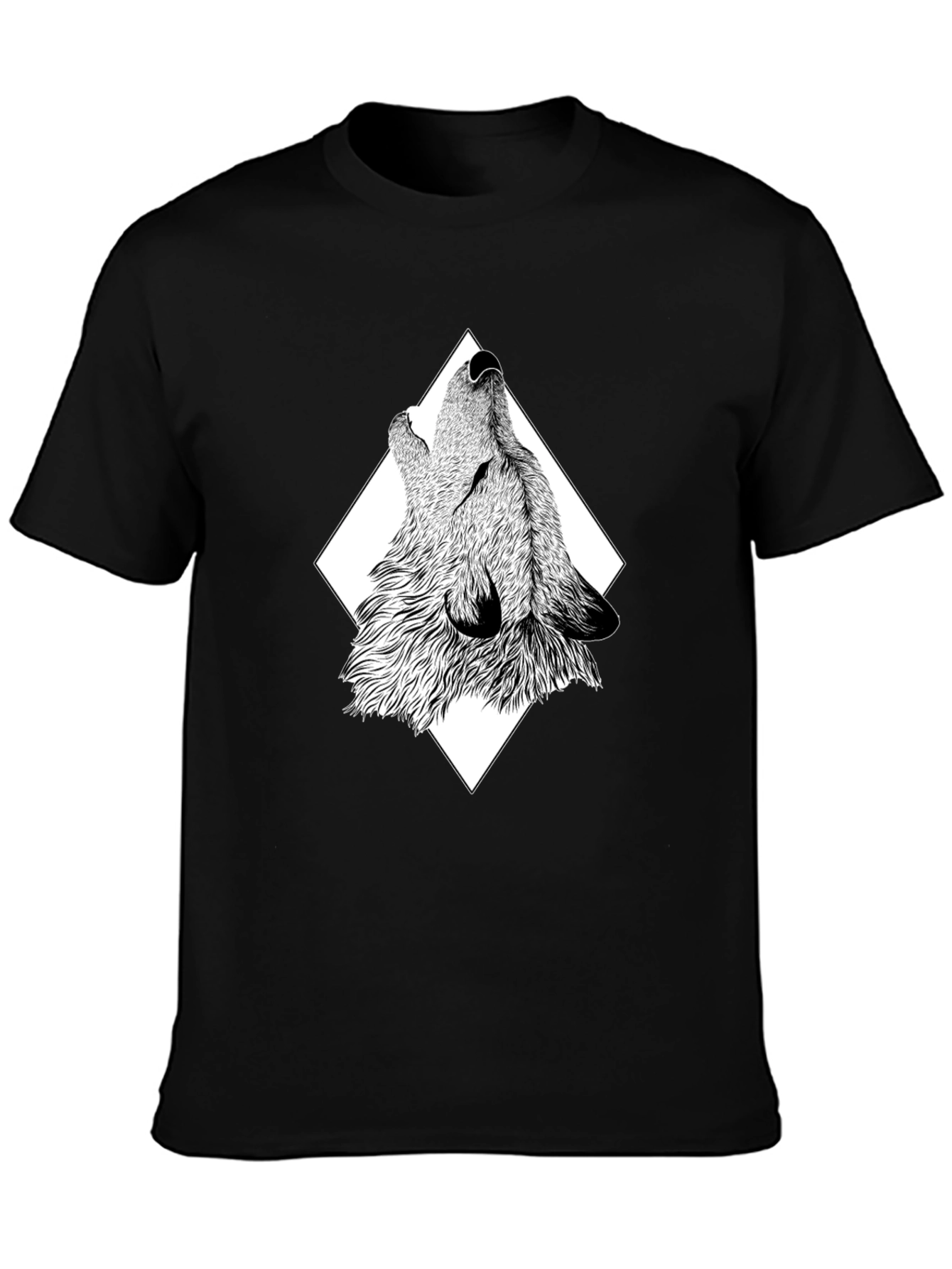 Wolf Graphic Print Black T-Shirt