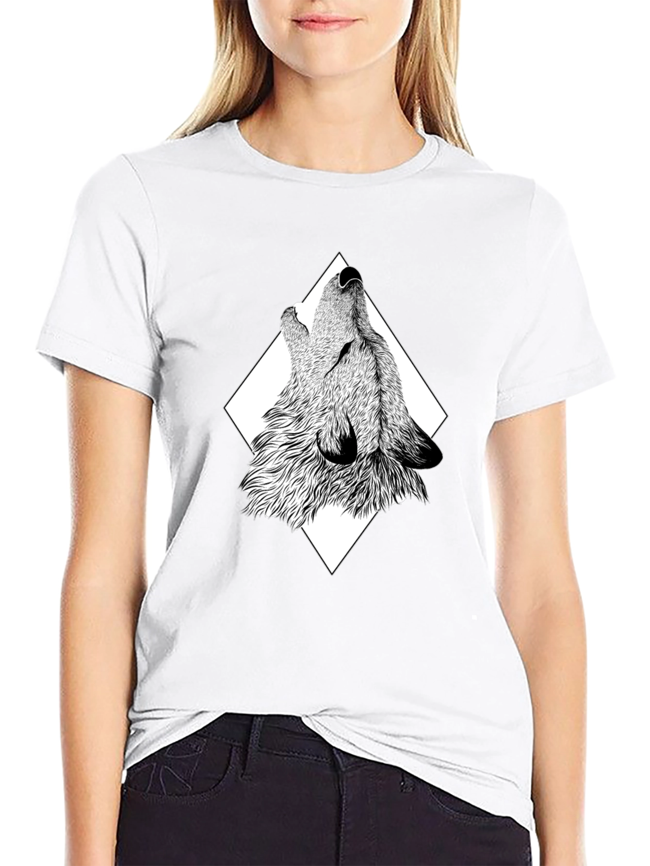 Wolf Graphic Print Black T-Shirt