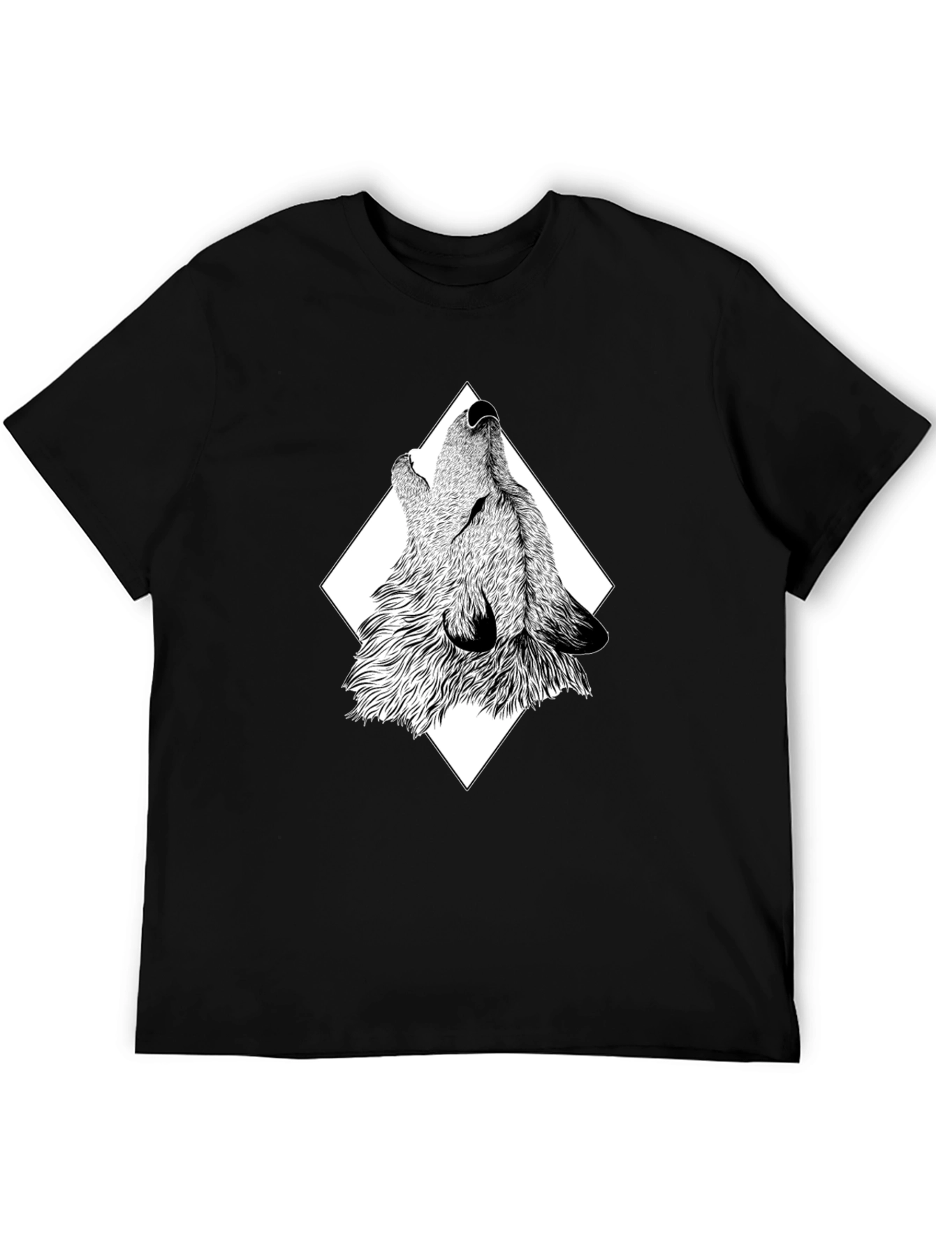 Wolf Graphic Print Black T-Shirt
