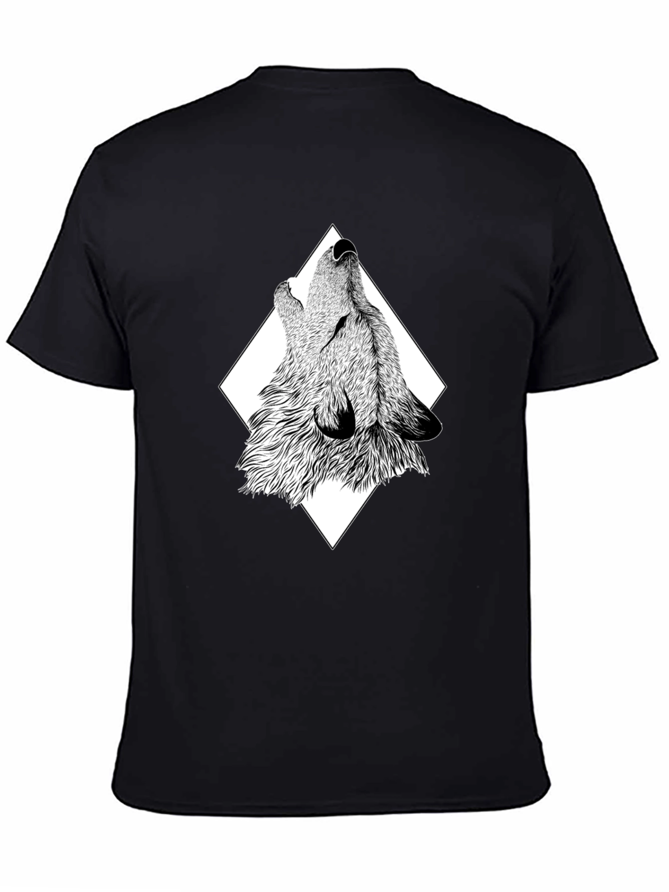 Wolf Graphic Print Black T-Shirt