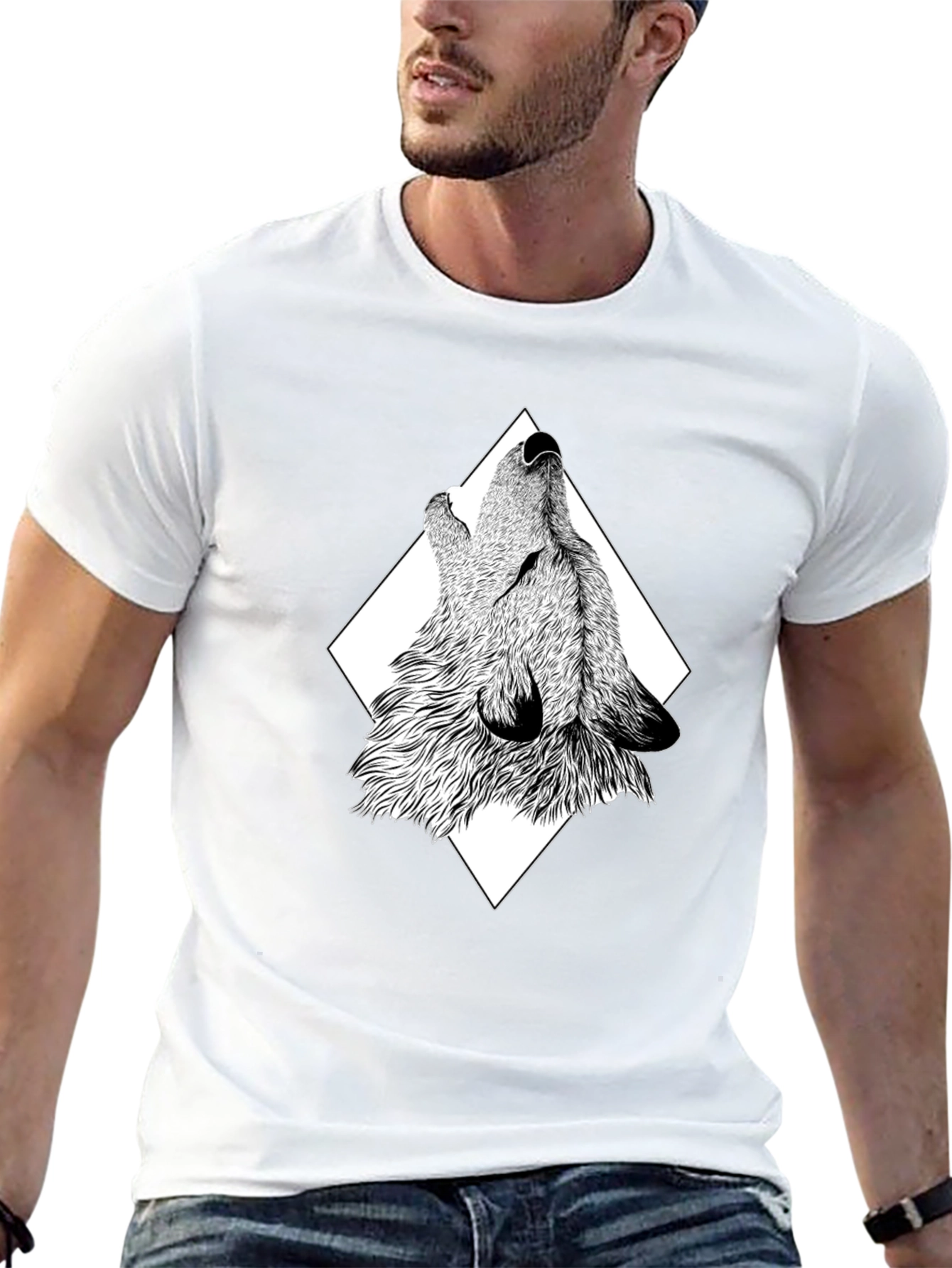 Wolf Graphic Print Black T-Shirt