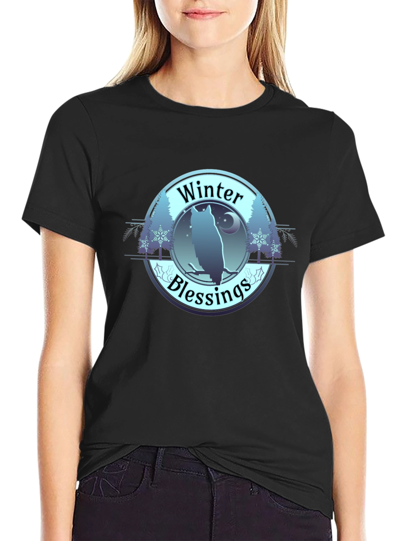 Winter Blessings Owl Graphic T-Shirt