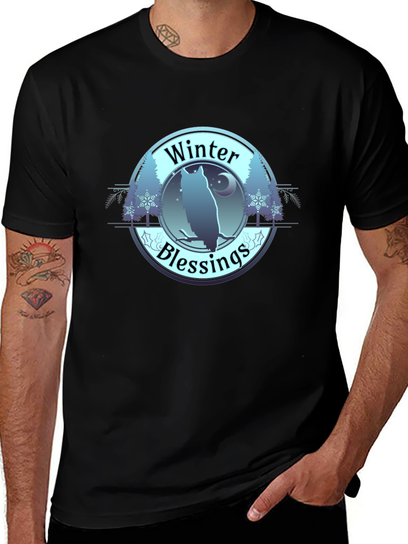 Winter Blessings Owl Graphic T-Shirt