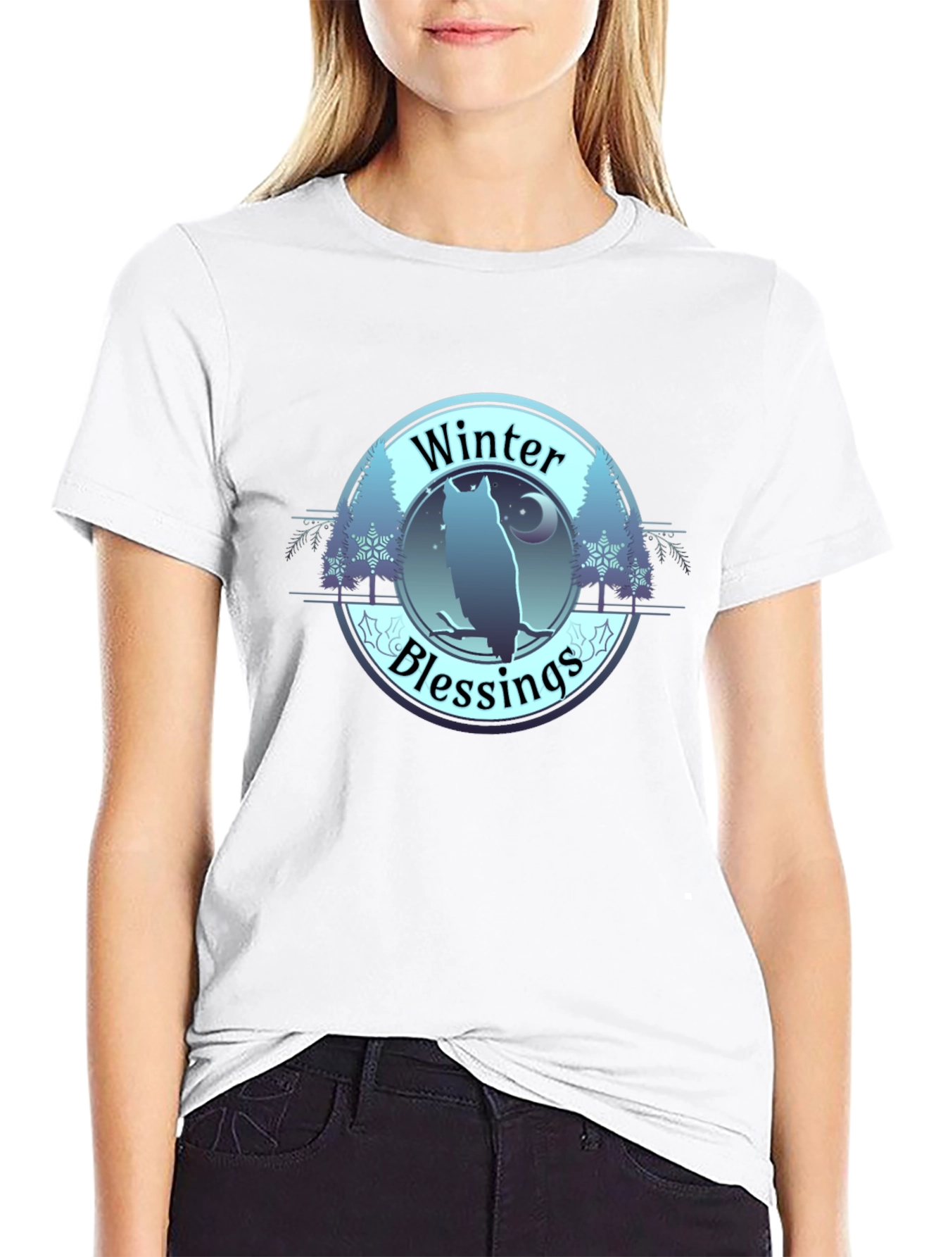 Winter Blessings Owl Graphic T-Shirt