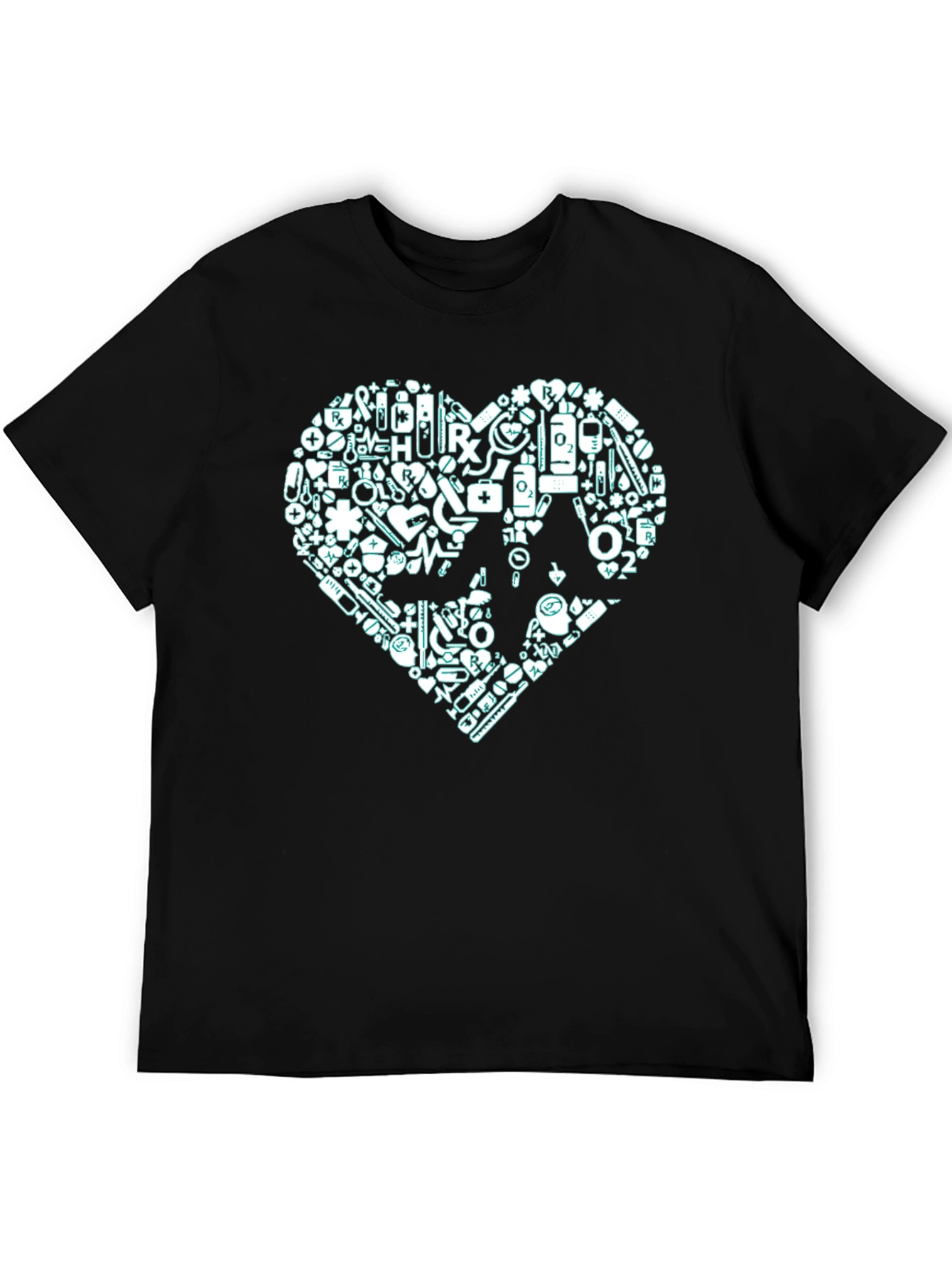 Medical Heartbeat Graphic Black T-Shirt