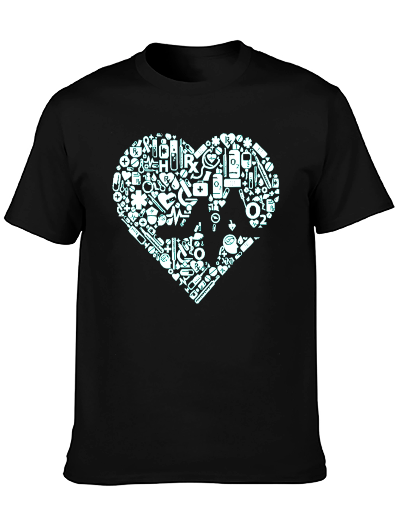 Medical Heartbeat Graphic Black T-Shirt