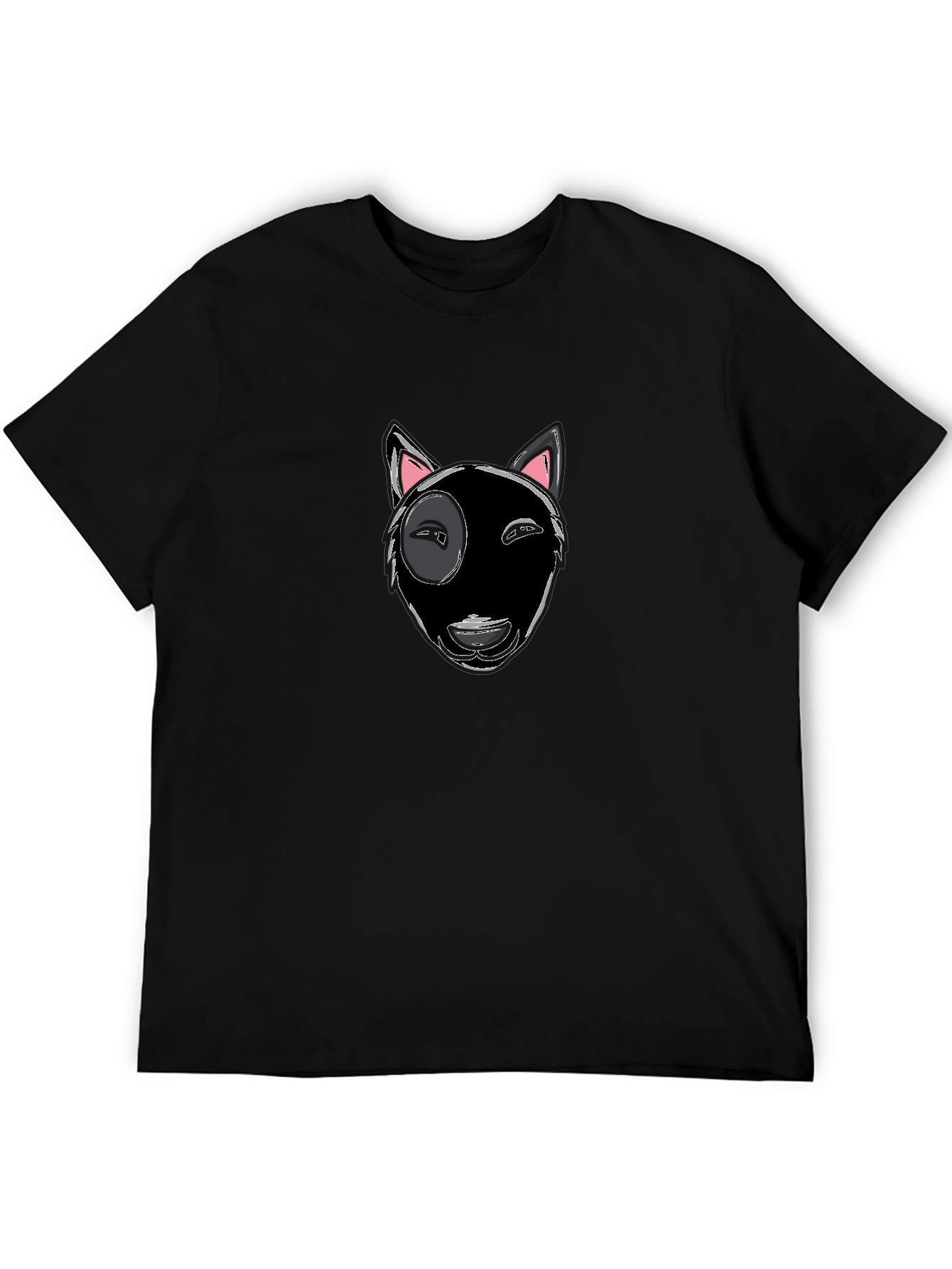 Bull Terrier Dog Graphic Tee - Black Cotton Shirt