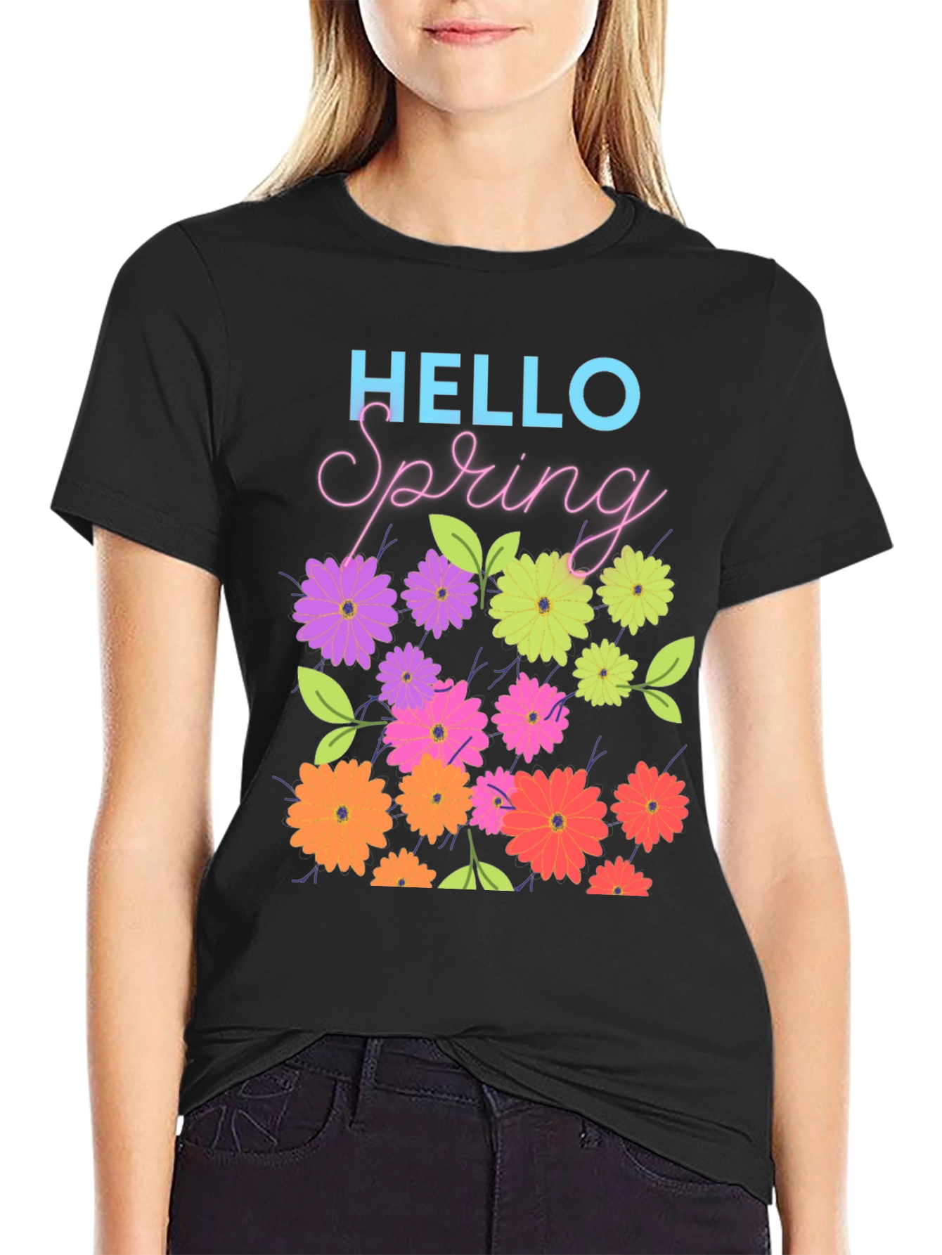 Hello Spring Floral Graphic Tee