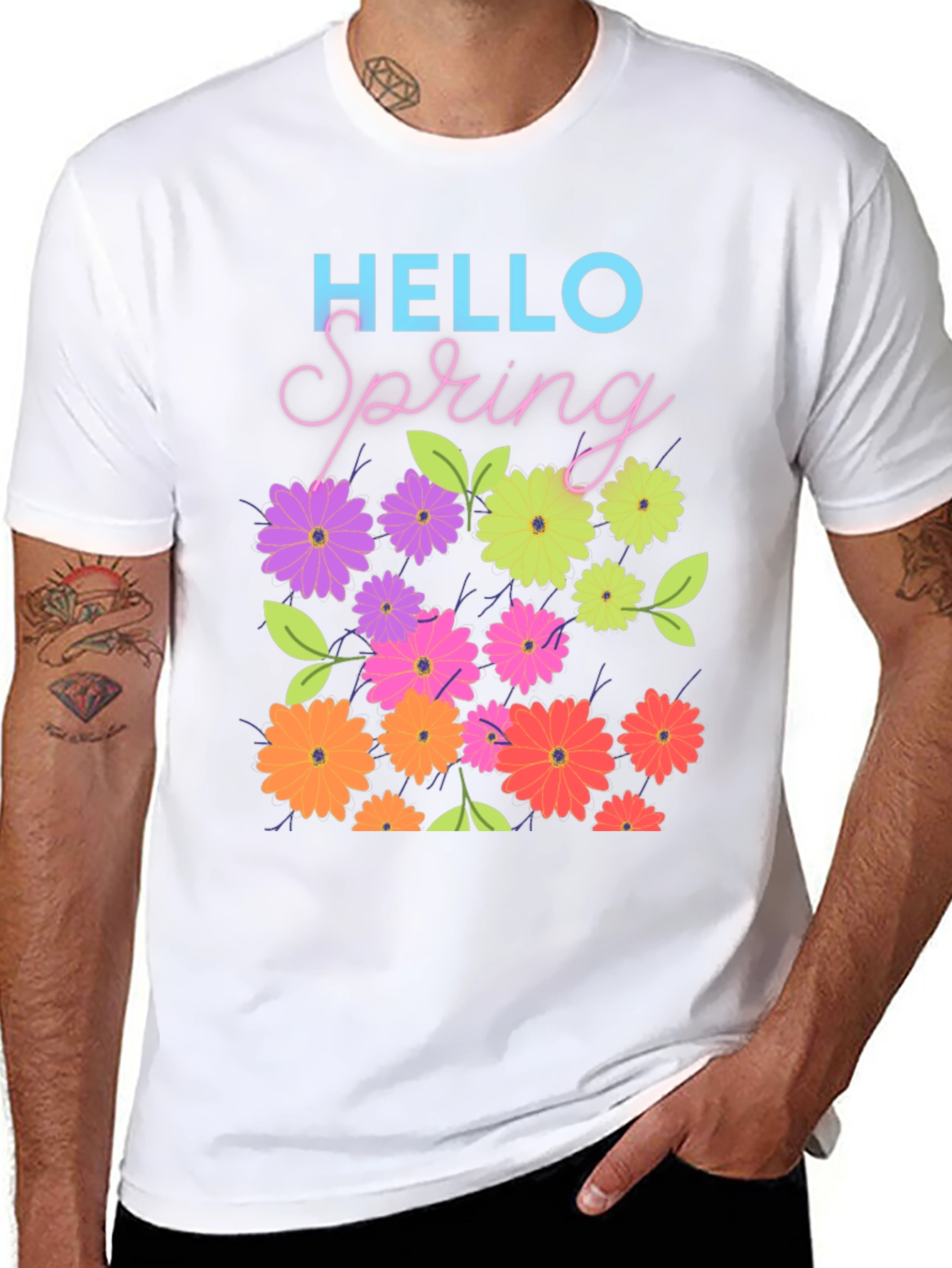 Hello Spring Floral Graphic Tee