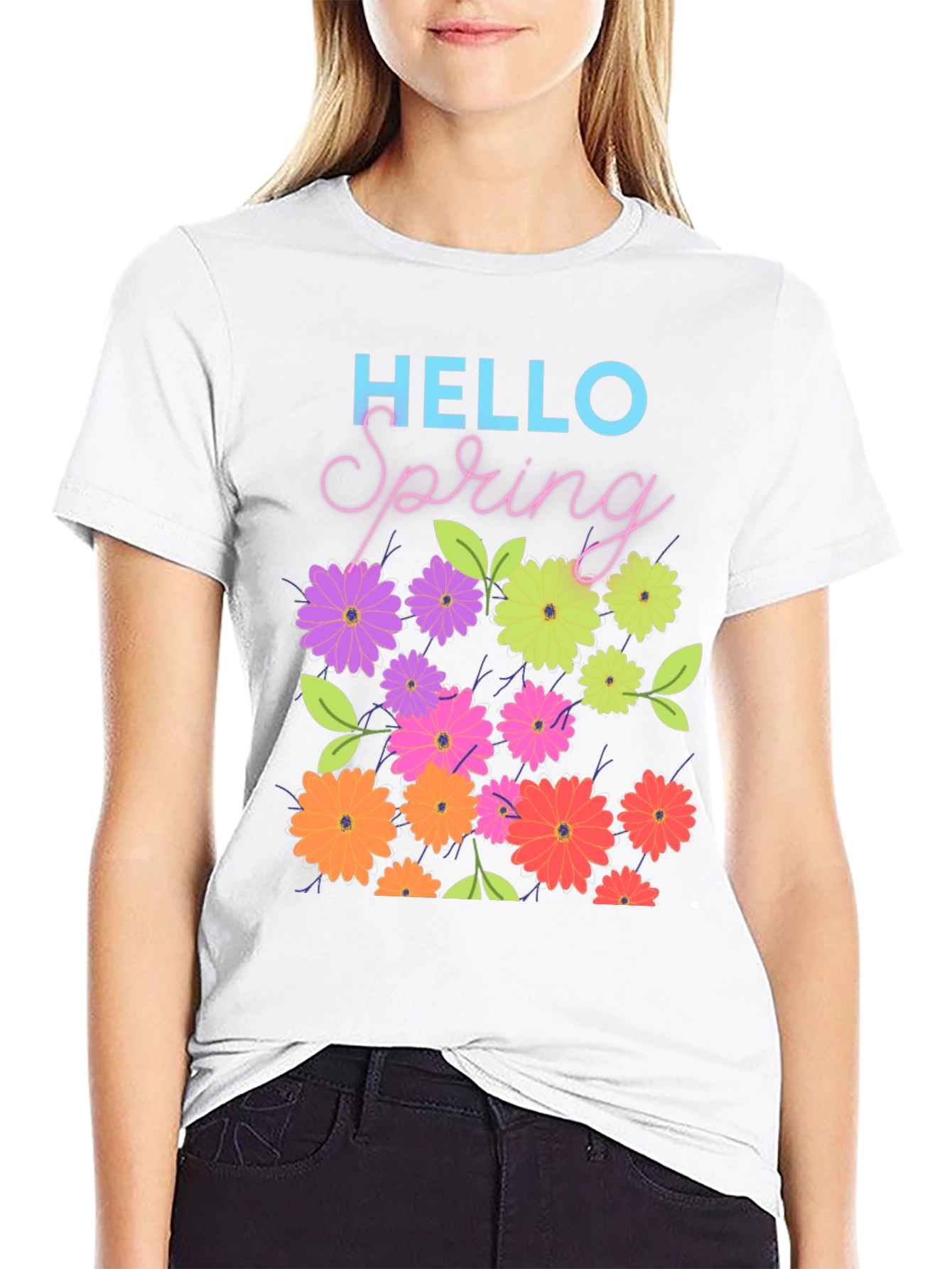 Hello Spring Floral Graphic Tee