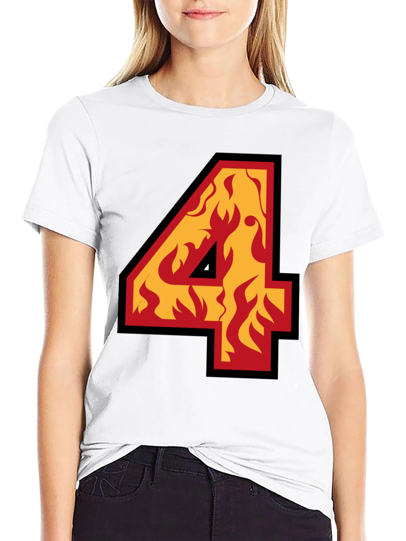 Fiery Number Four Graphic Tee