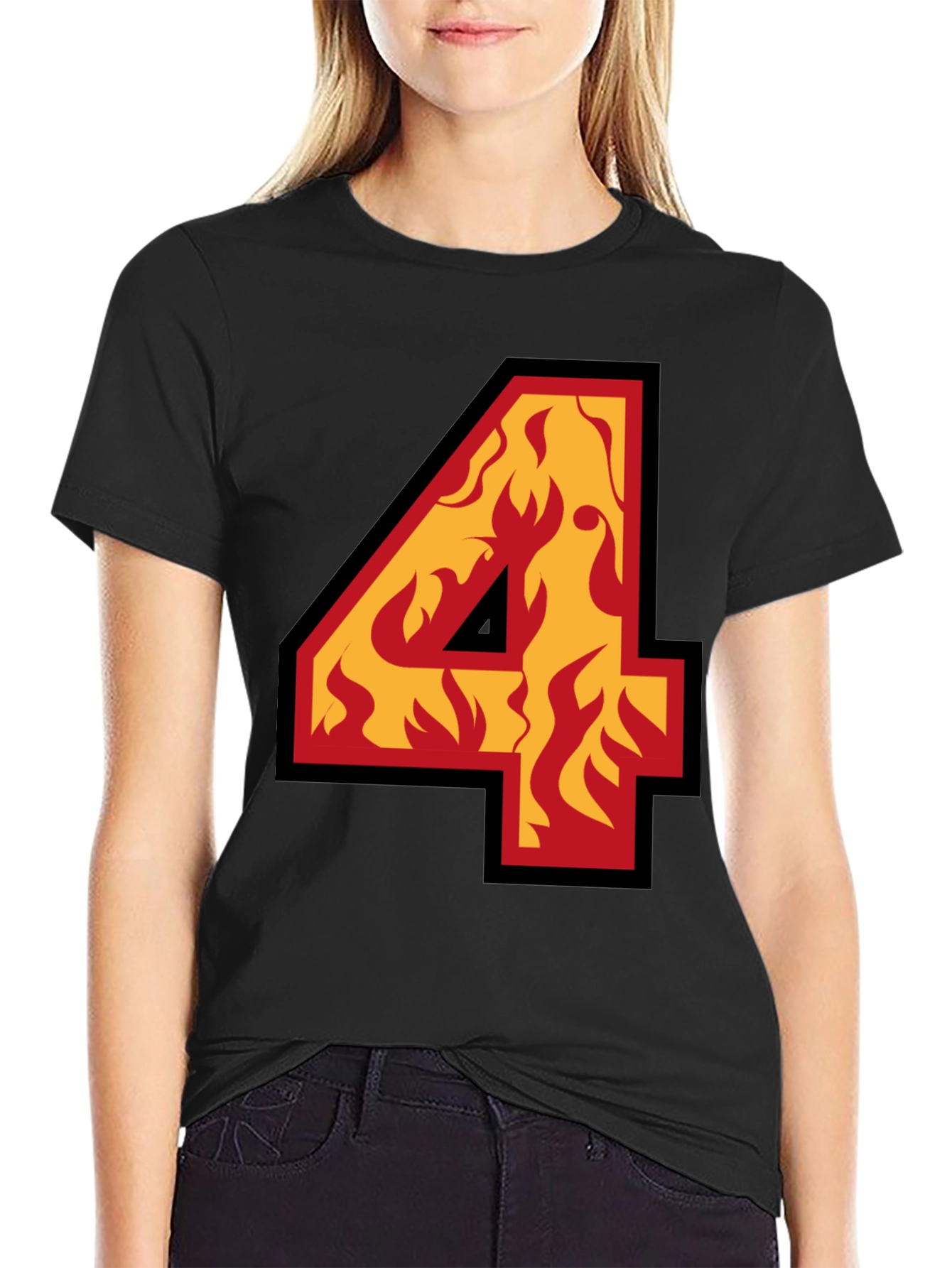 Fiery Number Four Graphic Tee