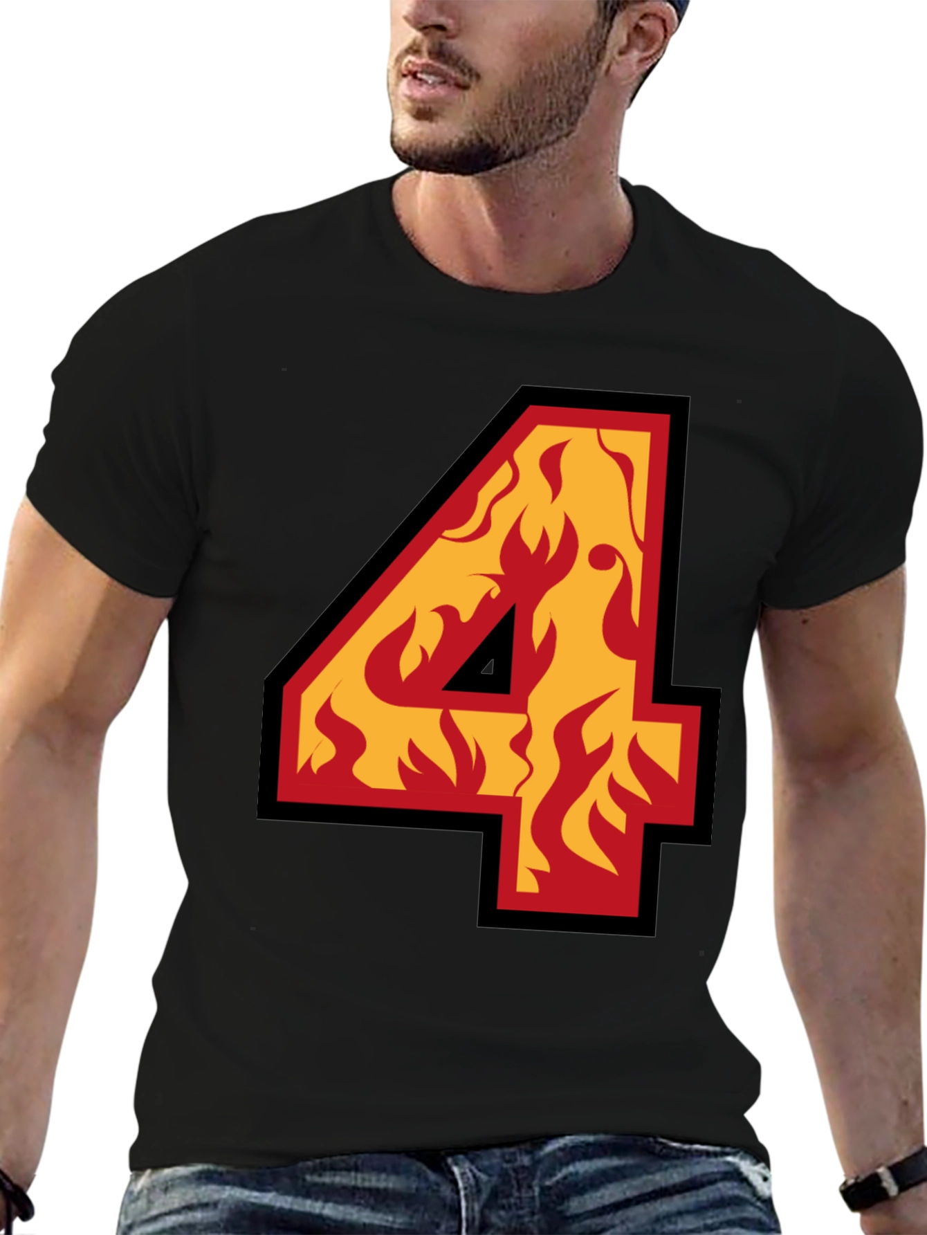 Fiery Number Four Graphic Tee