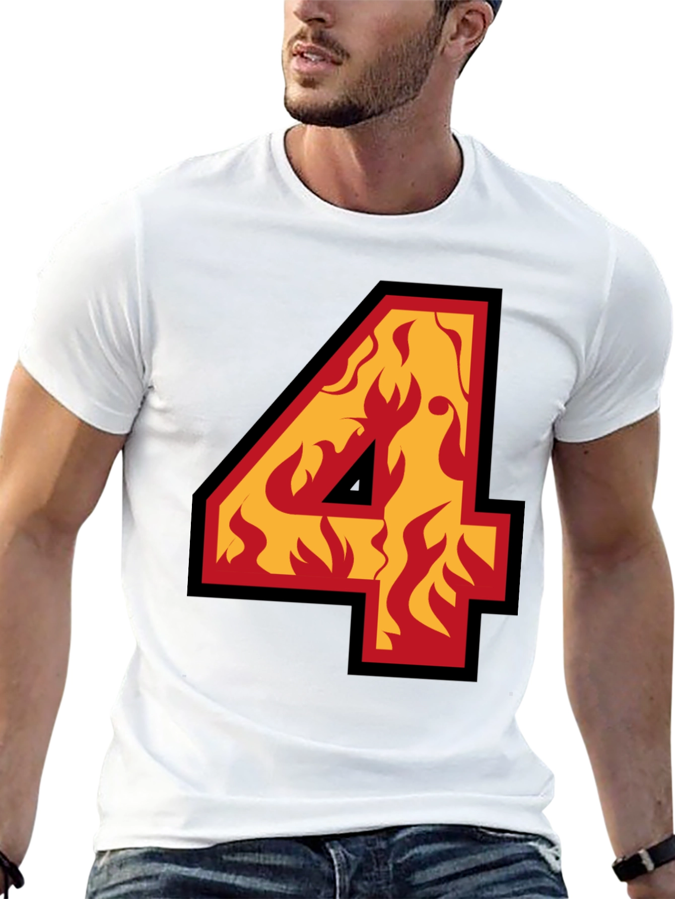 Fiery Number Four Graphic Tee