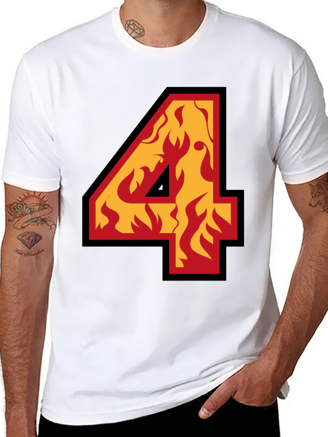 Fiery Number Four Graphic Tee