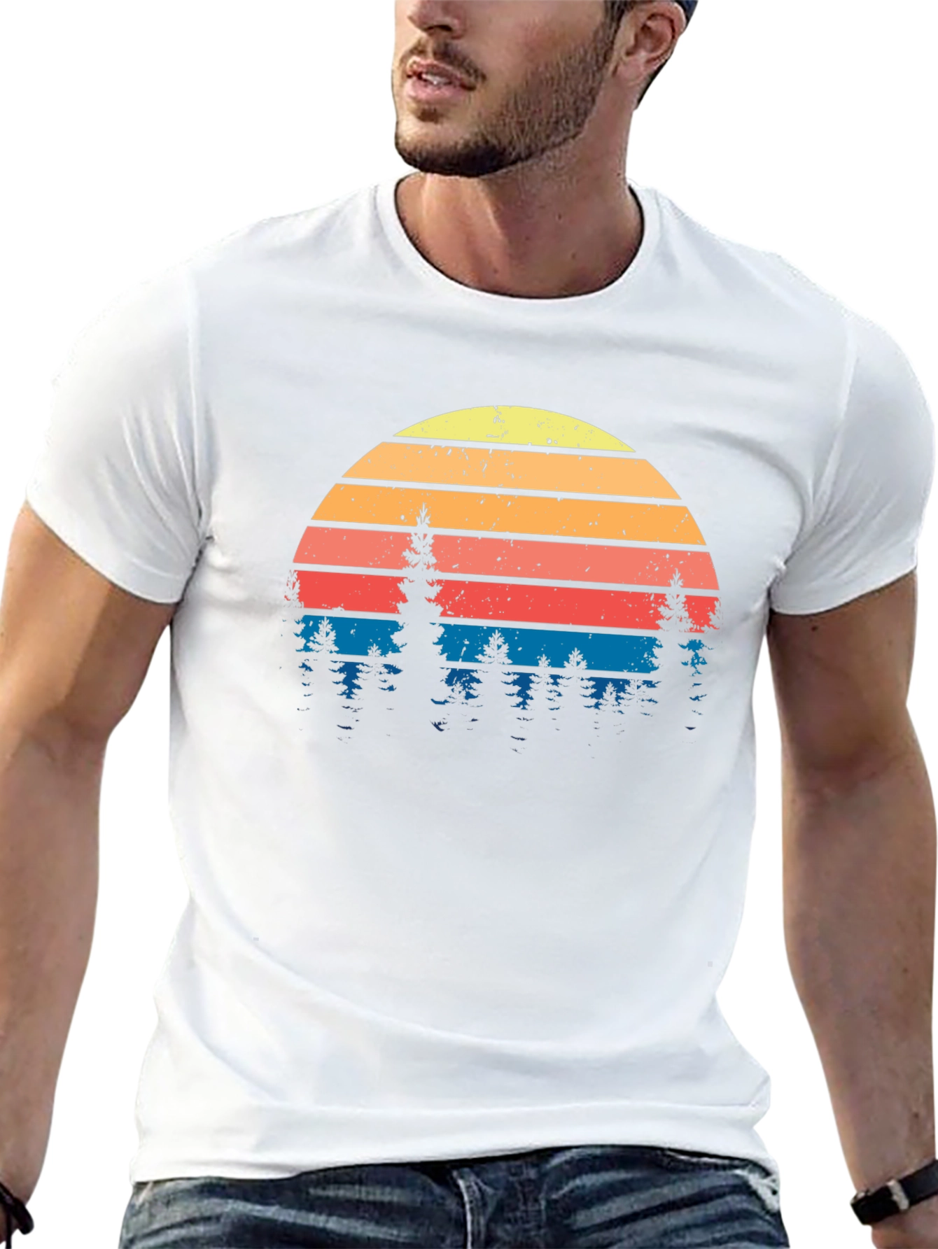 Retro Sunset Pine Tree Graphic Tee
