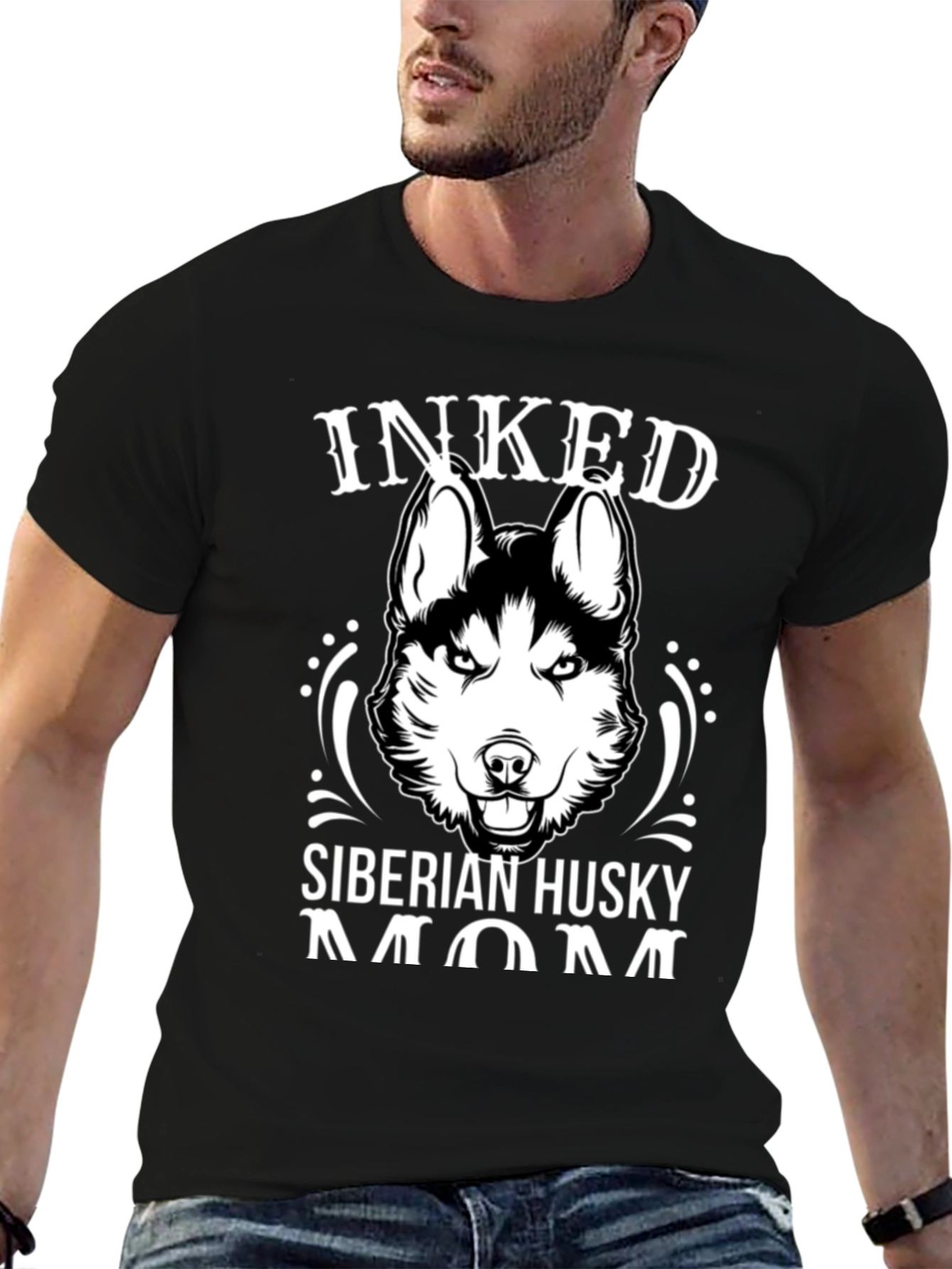 Inked Siberian Husky Mom Graphic T-Shirt