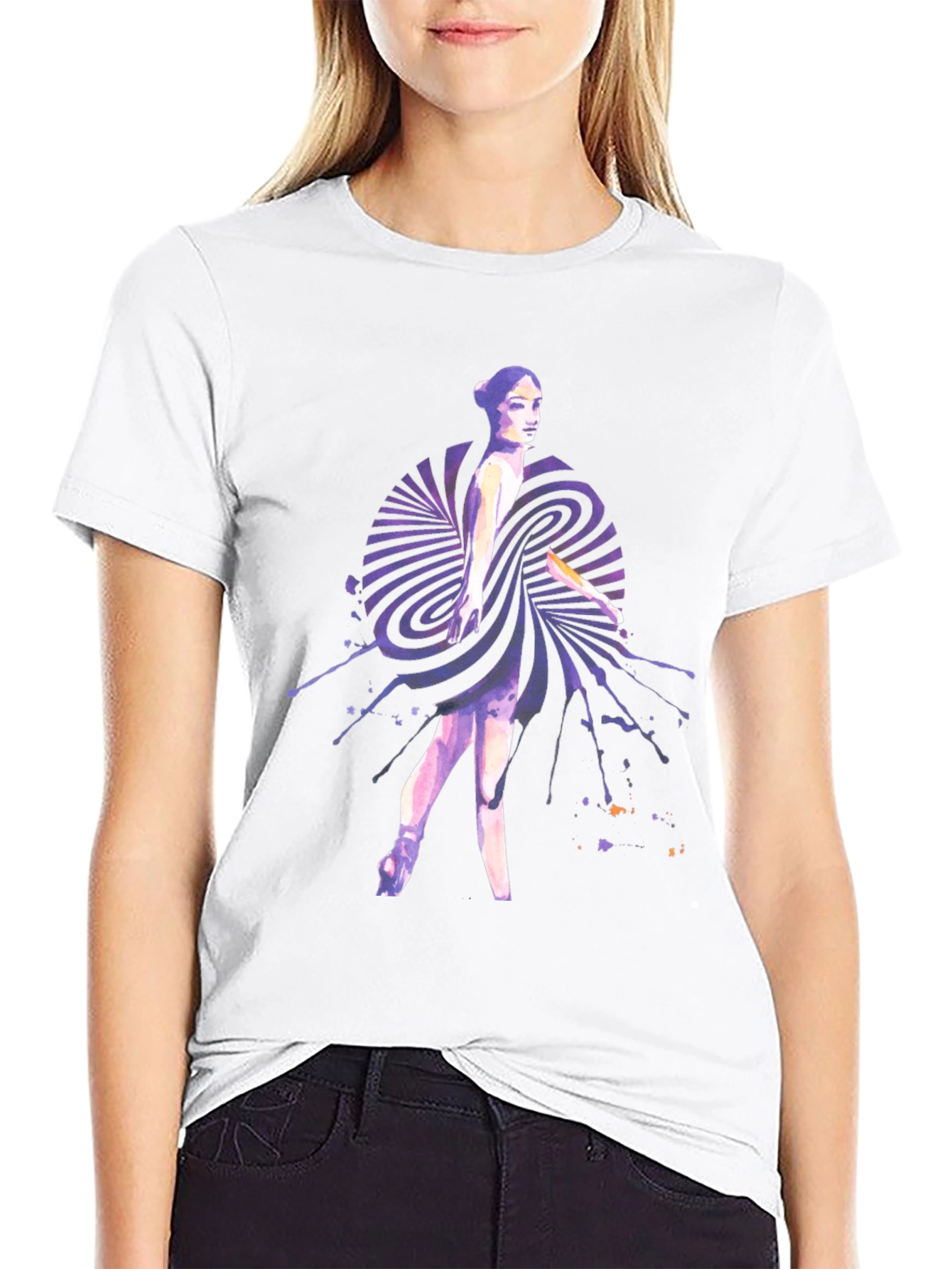 Abstract Ballerina Graphic Tee - Unique Design