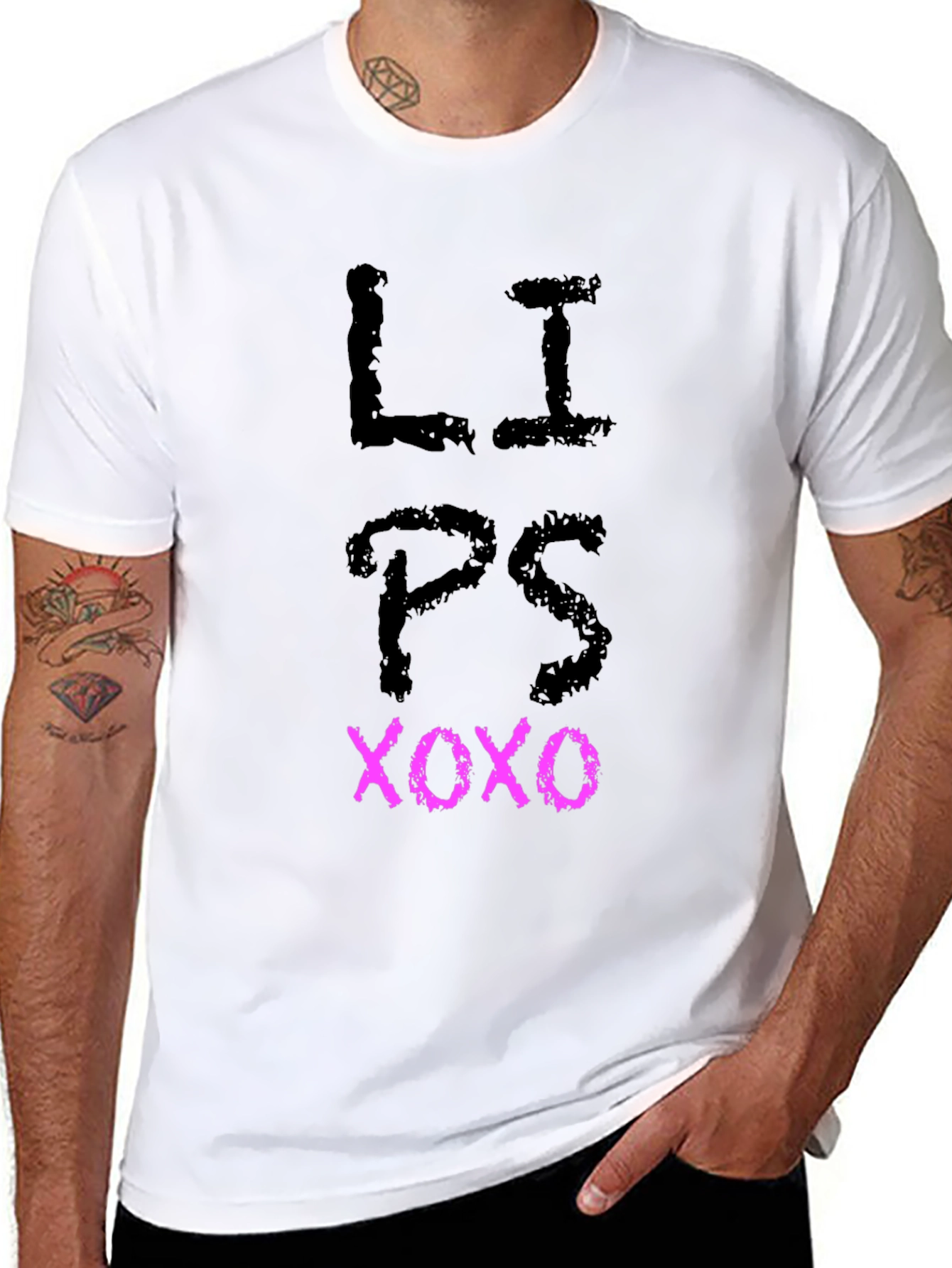 Lips XOXO Graphic Tee - Black Casual T-Shirt