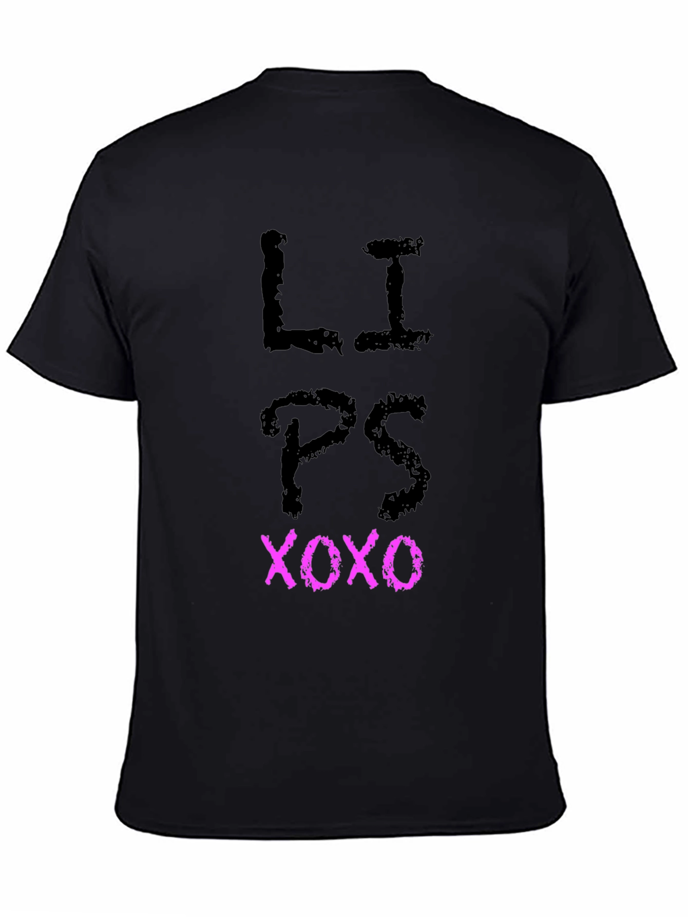 Lips XOXO Graphic Tee - Black Casual T-Shirt