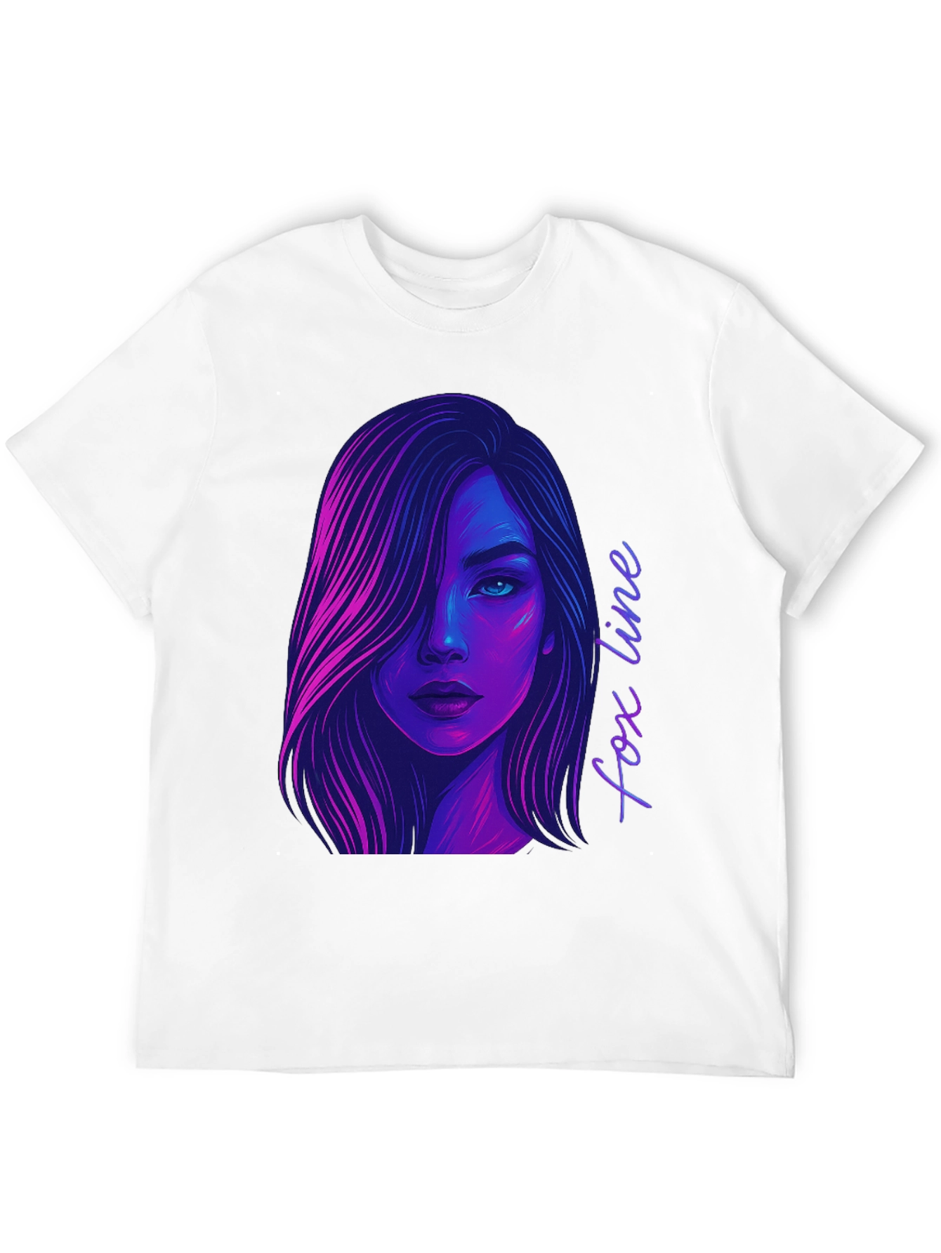 Neon Fox Line Art T-Shirt